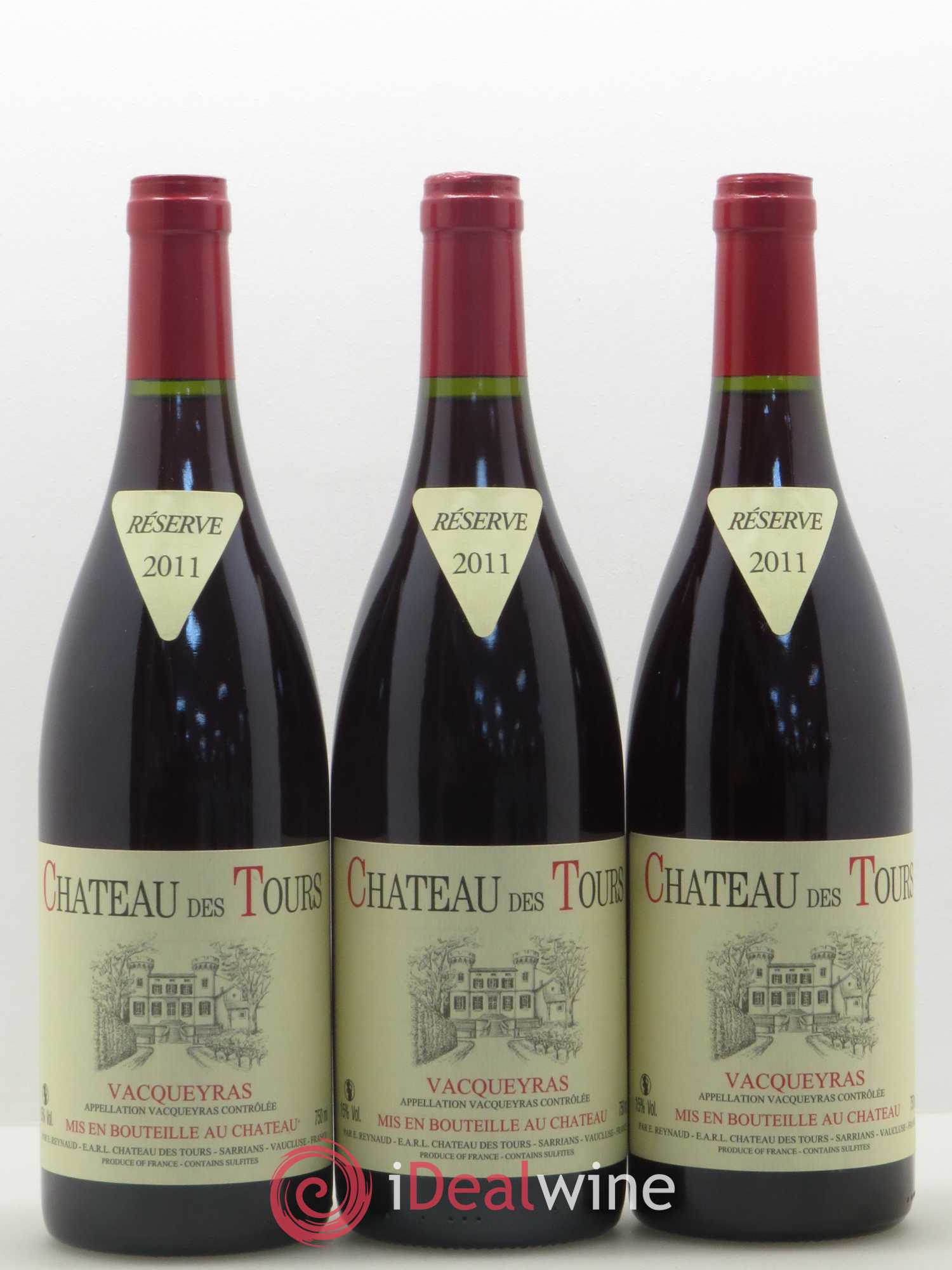Vacqueyras Château des Tours Emmanuel Reynaud 2011 - Lot de 3 bouteilles - 0