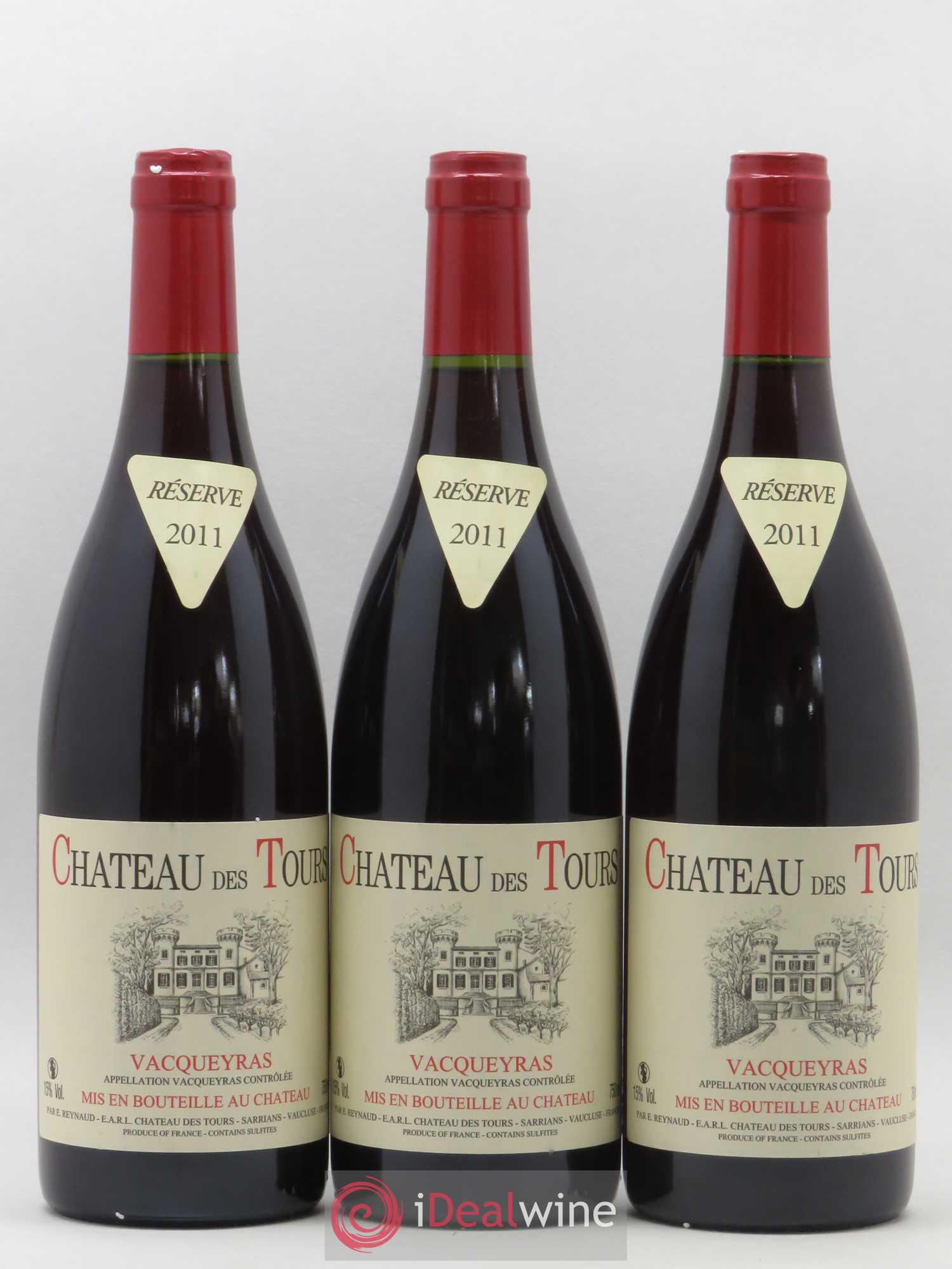 Vacqueyras Château des Tours Emmanuel Reynaud 2011 - Lot de 3 bouteilles - 0
