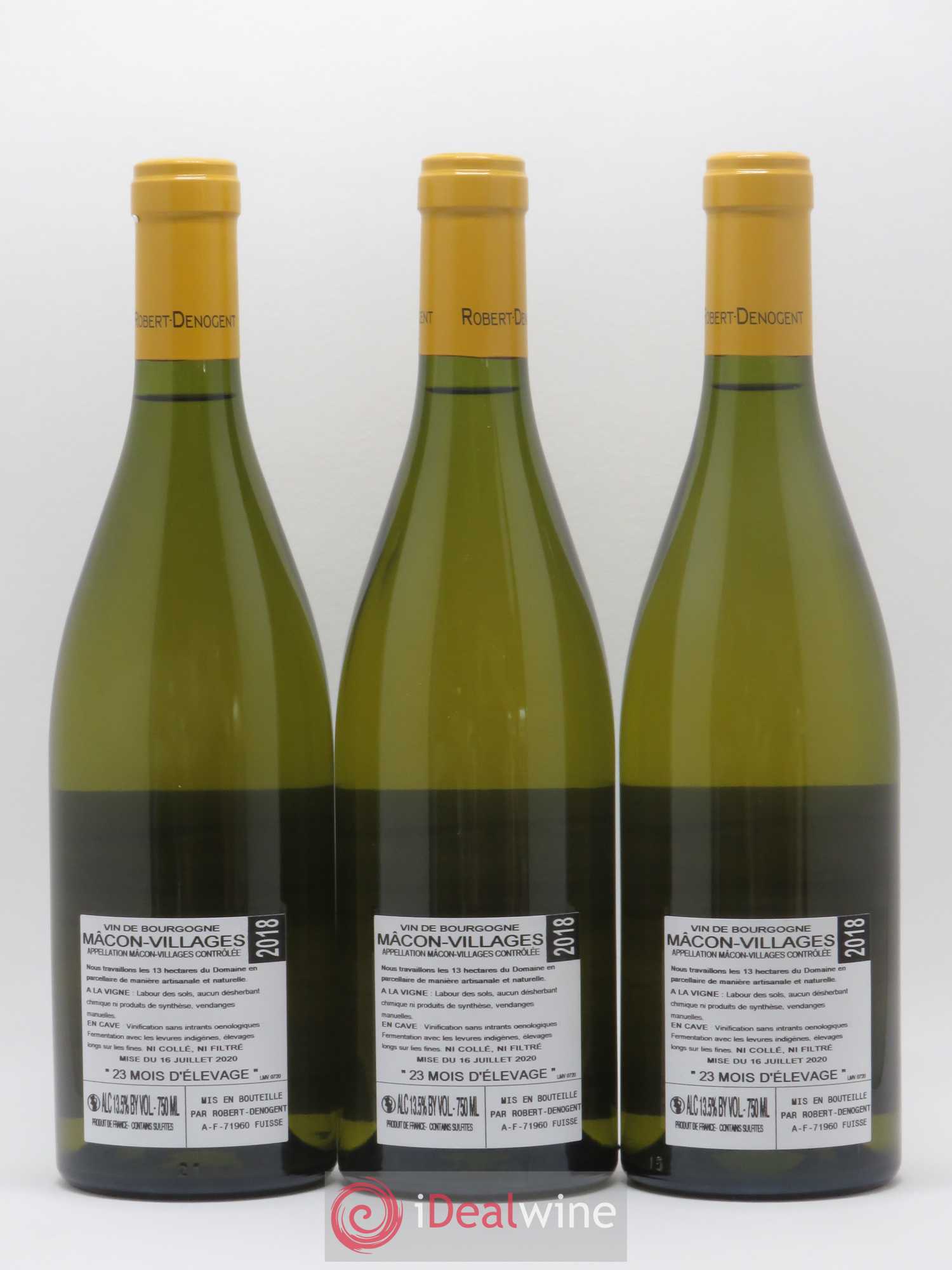 Mâcon Villages Les Sardines Robert Denogent 2018 - Posten von 3 Flaschen - 1