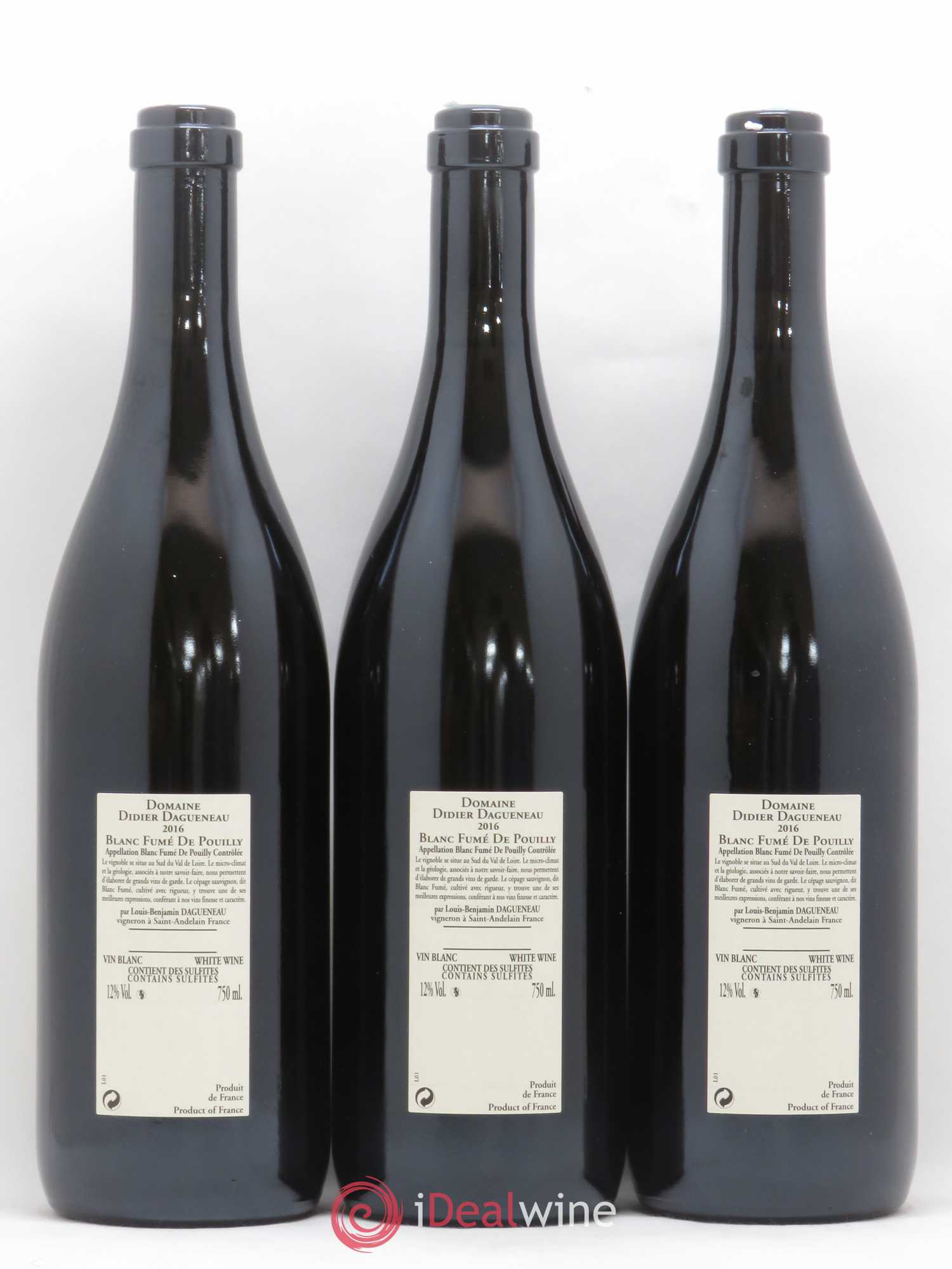 Pouilly-Fumé Blanc Fumé de Pouilly Dagueneau (Domaine Didier - Louis-Benjamin) 2016 - Lot de 3 bouteilles - 1