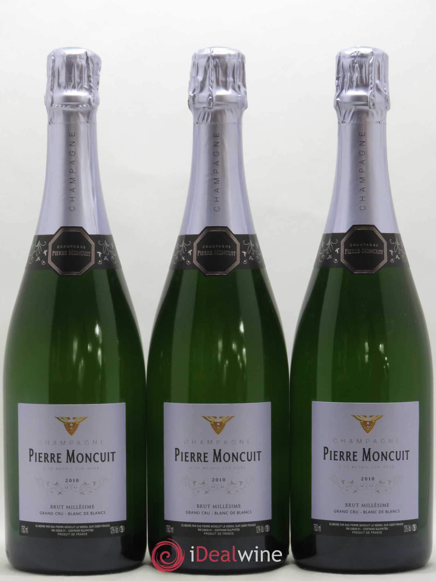 Blanc de Blancs Grand Cru Brut Millésimé Pierre Moncuit 2010 - Lot de 3 bouteilles - 0