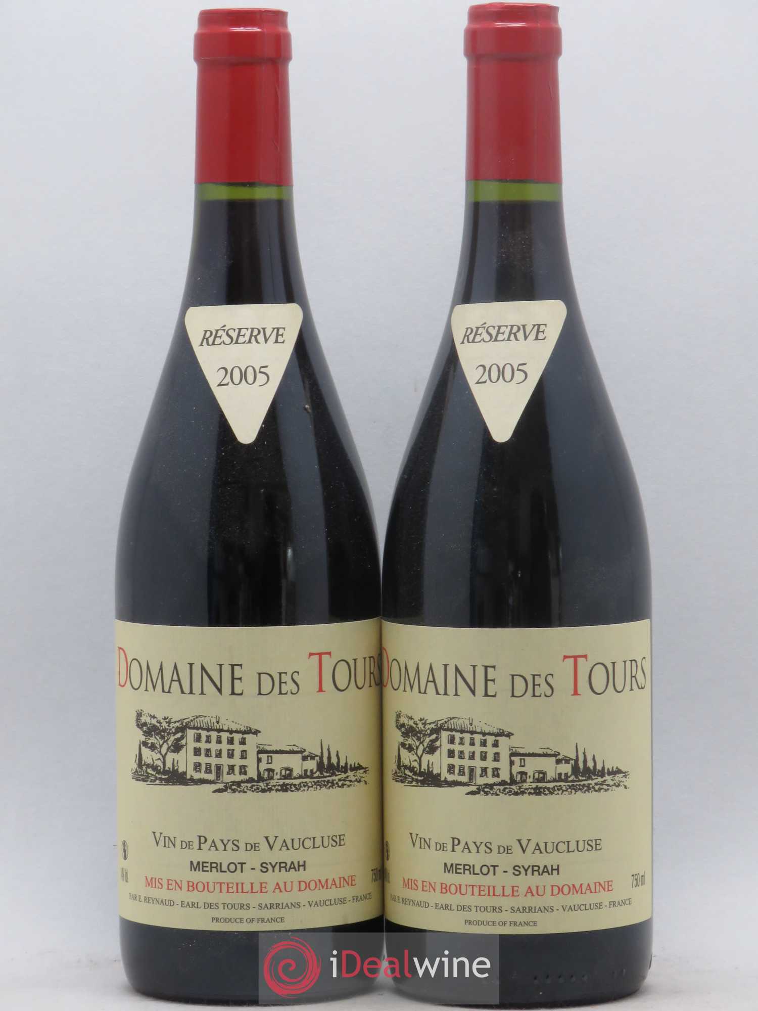 Vaucluse Domaine des Tours Merlot-Syrah Emmanuel Reynaud 2005 - Lot de 2 bouteilles - 0
