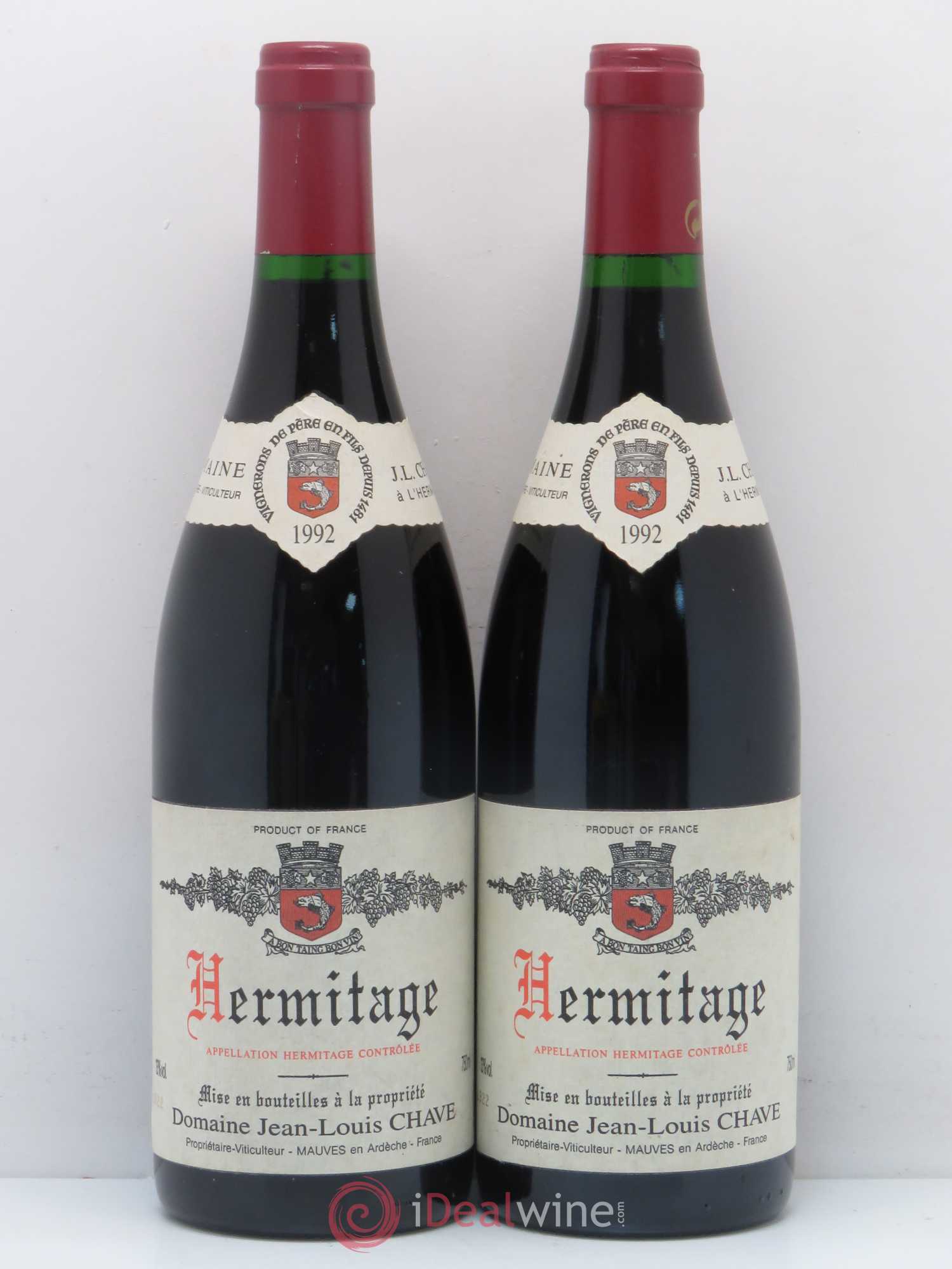 Hermitage Jean-Louis Chave 1992 - Lot de 2 bouteilles - 0