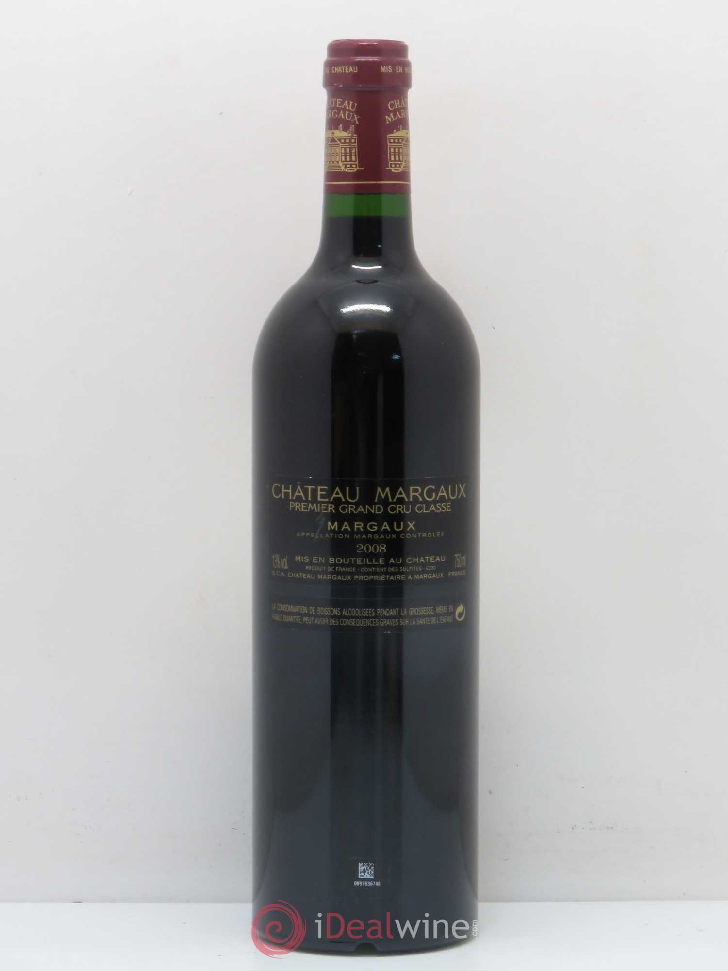 Château Margaux 1er Grand Cru Classé 2008 - Lot de 1 bouteille - 1