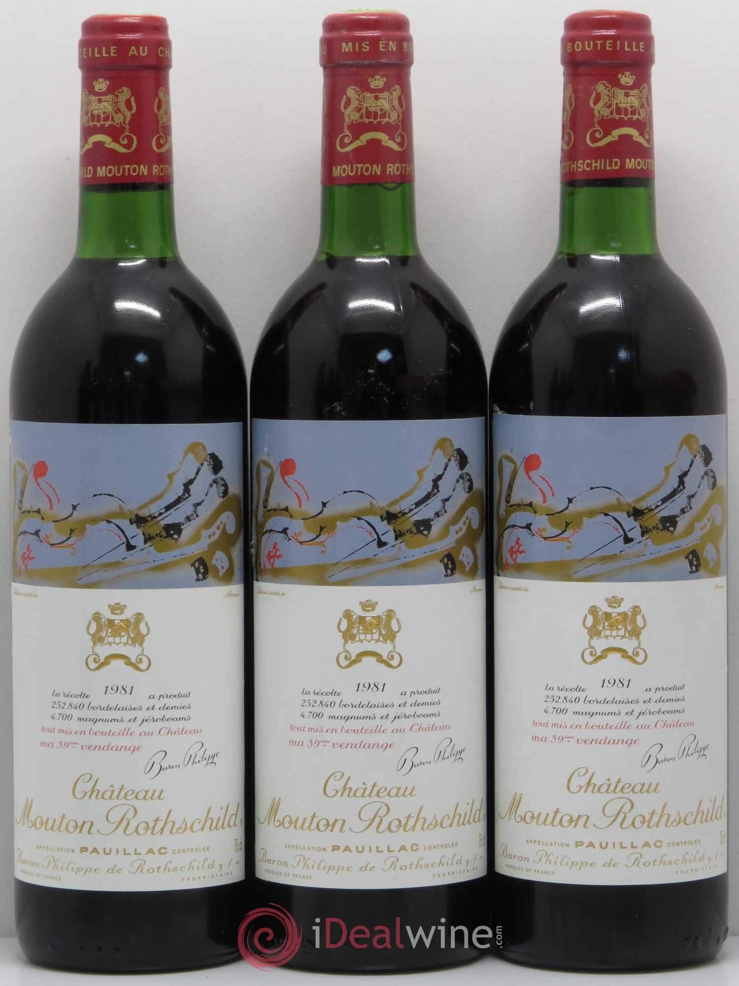 Château Mouton Rothschild 1er Grand Cru Classé 1981 - Lot de 6 bouteilles - 1