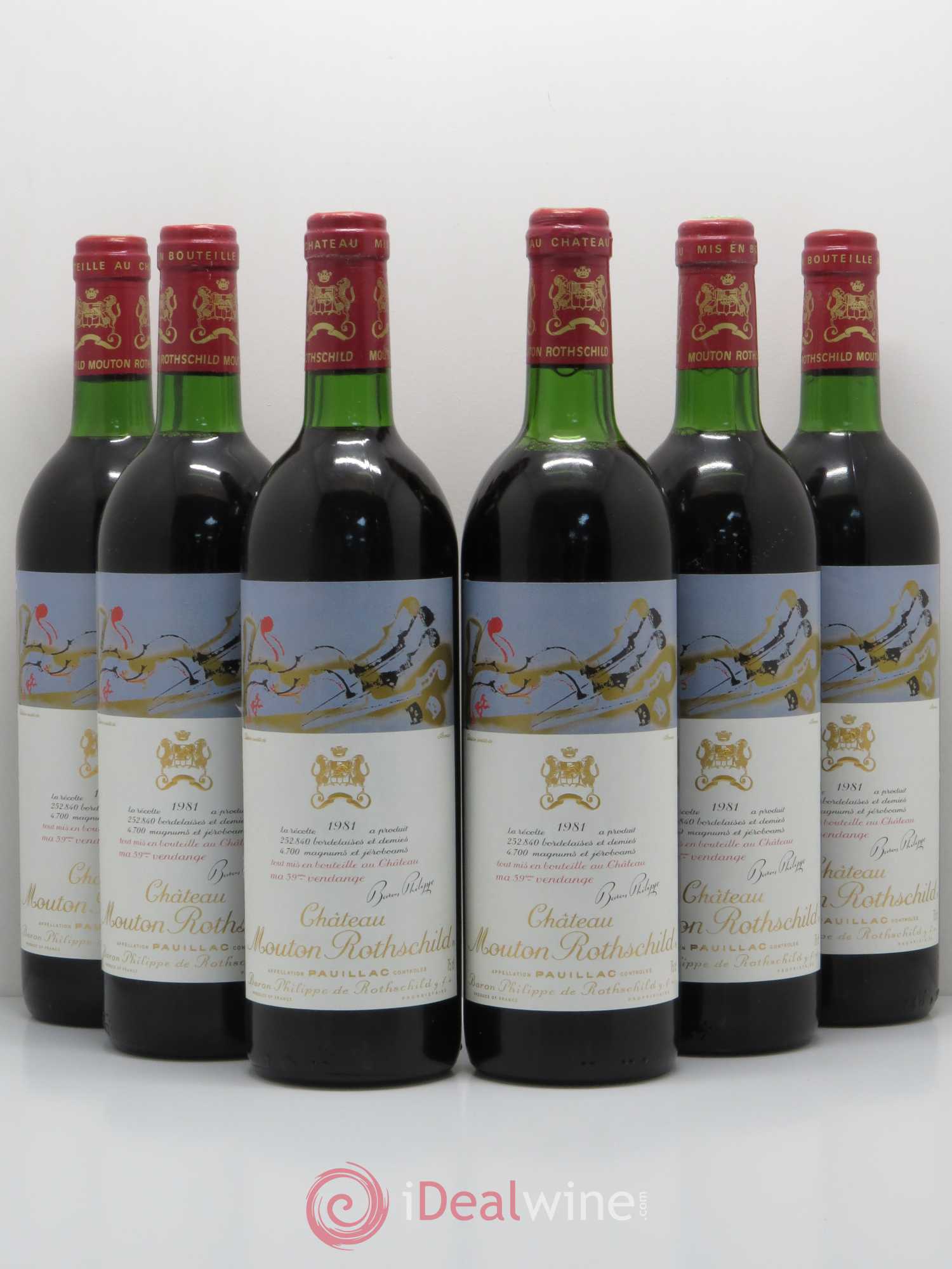 Château Mouton Rothschild 1er Grand Cru Classé 1981 - Lot de 6 bouteilles - 0