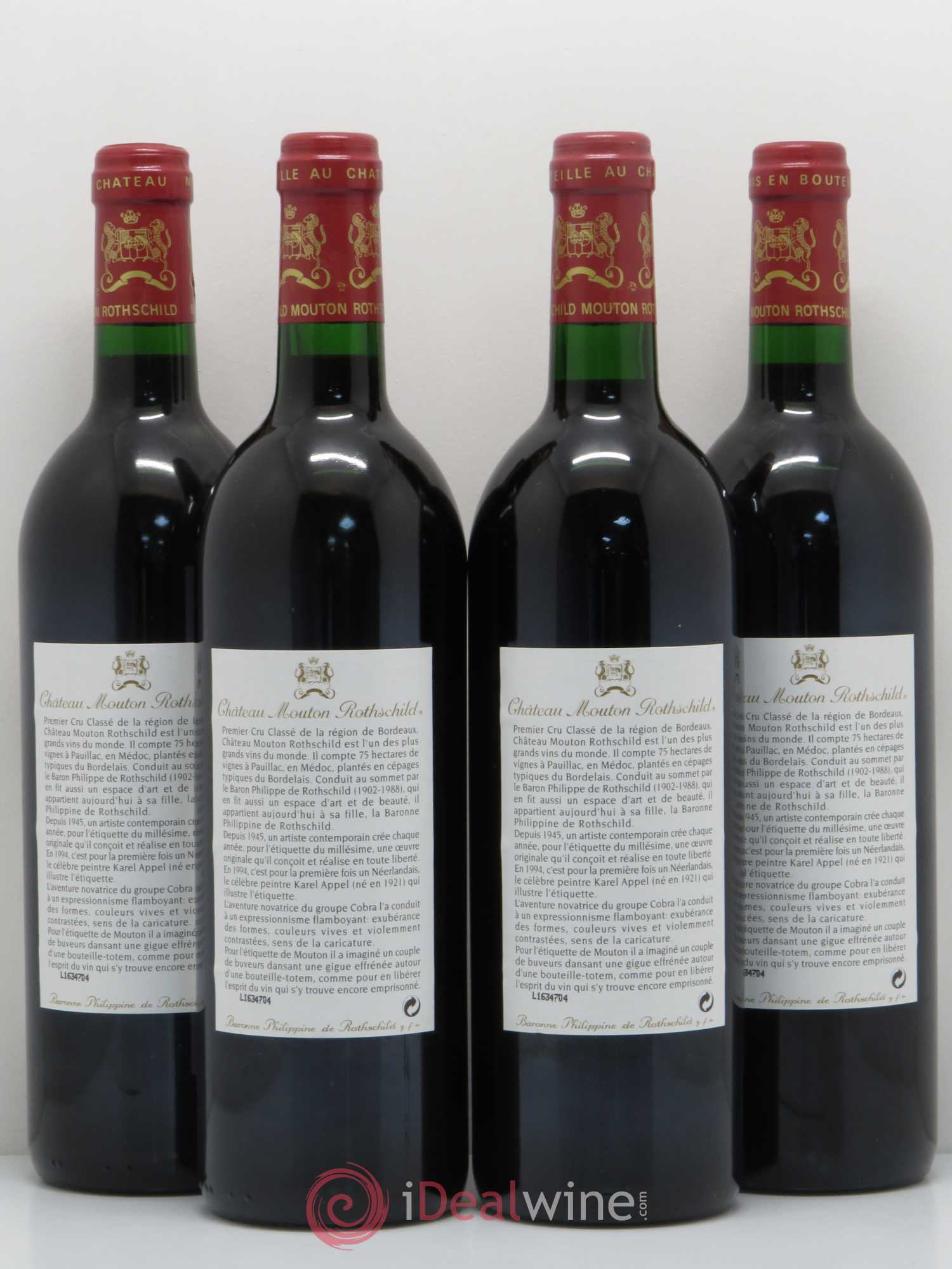 Château Mouton Rothschild 1er Grand Cru Classé 1994 - Lot de 4 bouteilles - 1