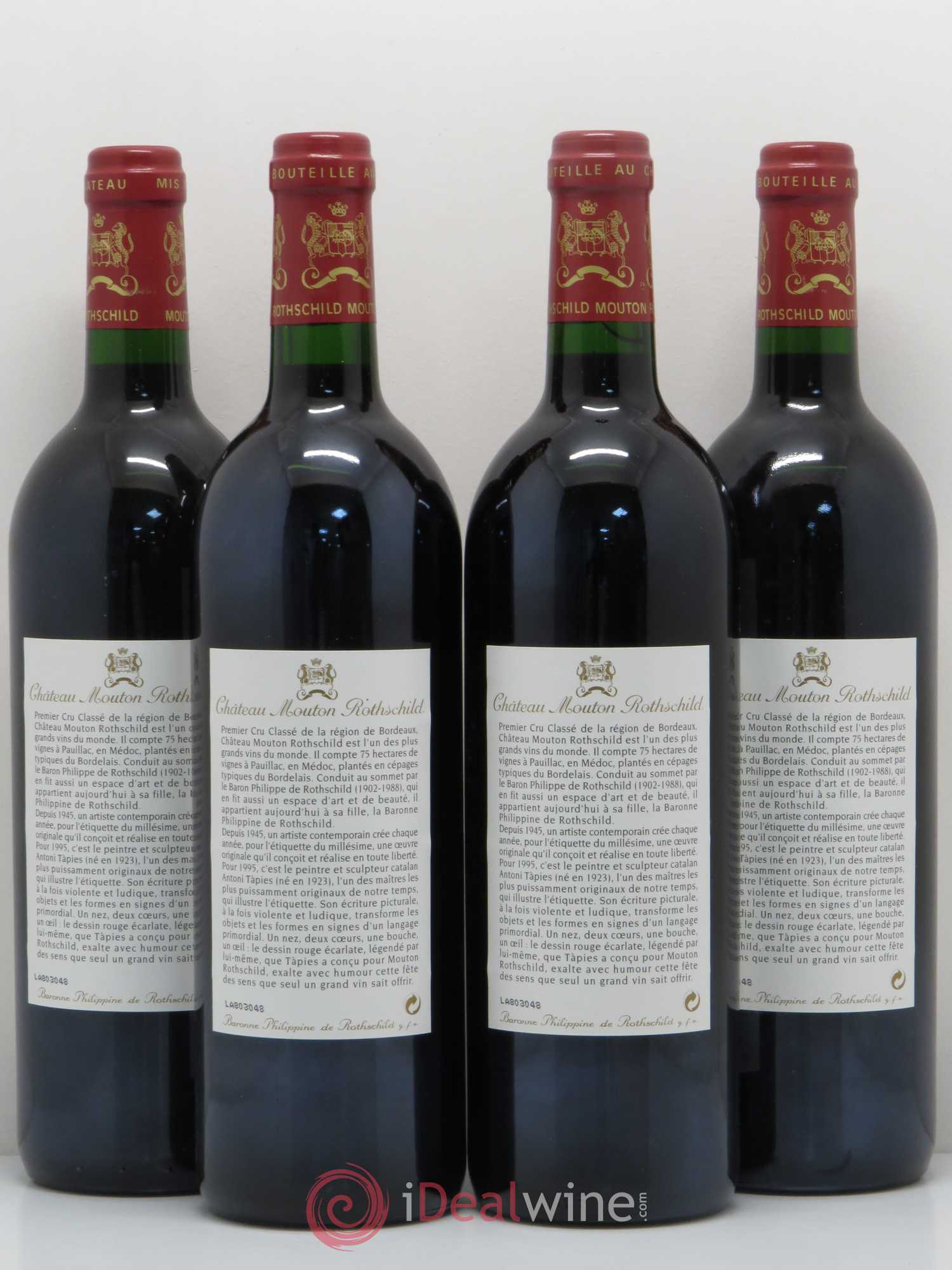 Château Mouton Rothschild 1er Grand Cru Classé 1995 - Lot de 4 bouteilles - 1