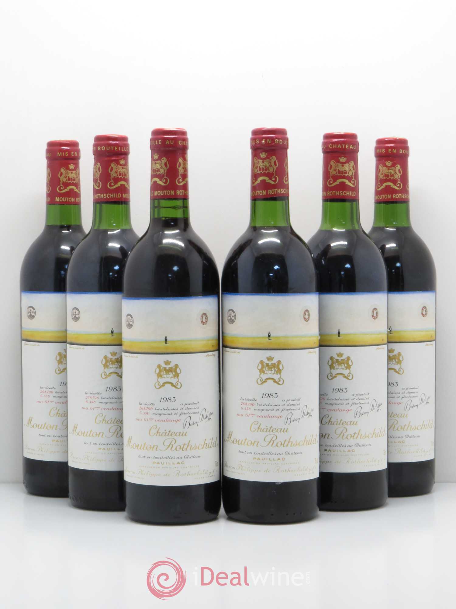 Château Mouton Rothschild 1er Grand Cru Classé 1983 - Lot de 6 bouteilles - 0