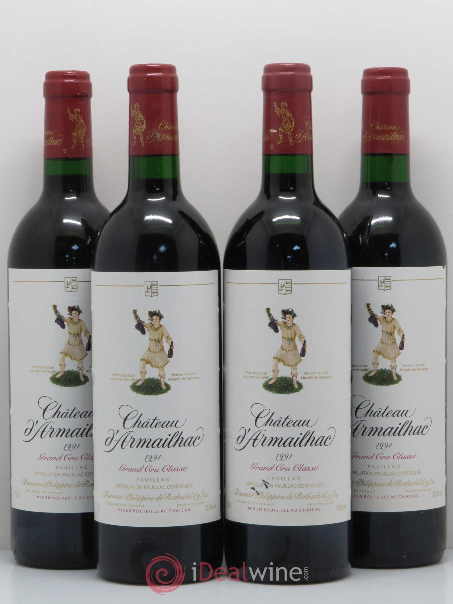 Château d' Armailhac - Mouton Baron(ne) Philippe 5ème Grand Cru Classé 1991 - Lot de 4 bouteilles - 0