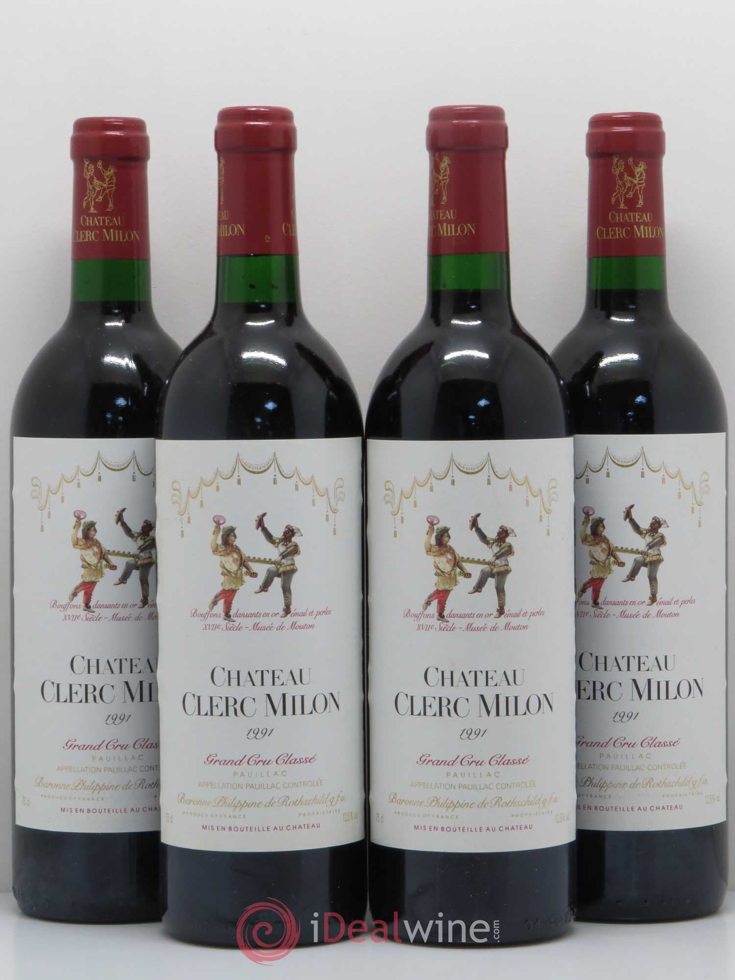 Château Clerc Milon 5ème Grand Cru Classé 1991 - Lot de 4 bouteilles - 0
