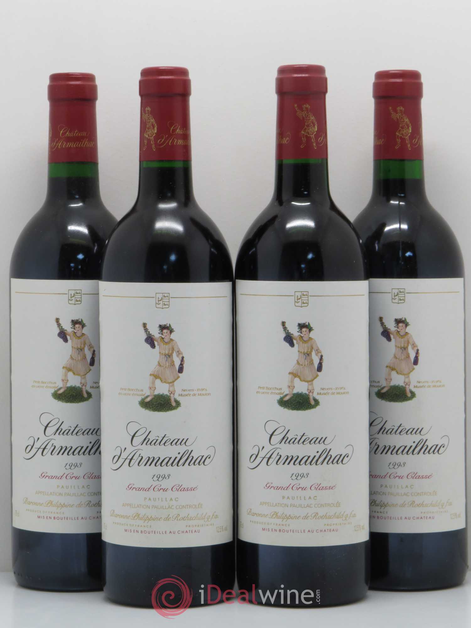 Château d' Armailhac - Mouton Baron(ne) Philippe 5ème Grand Cru Classé 1993 - Lot de 4 bouteilles - 0