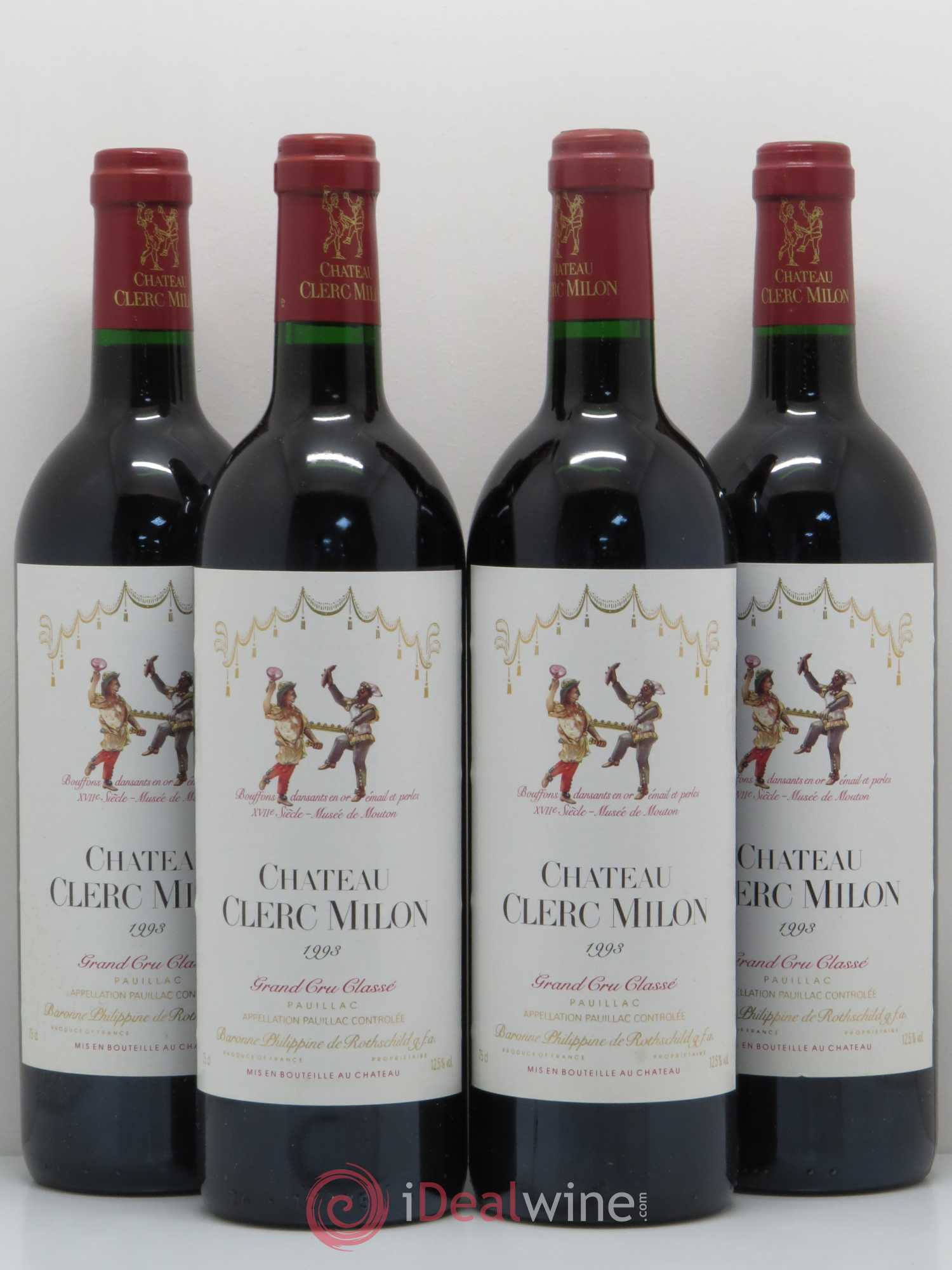 Château Clerc Milon 5ème Grand Cru Classé 1993 - Lot de 4 bouteilles - 0