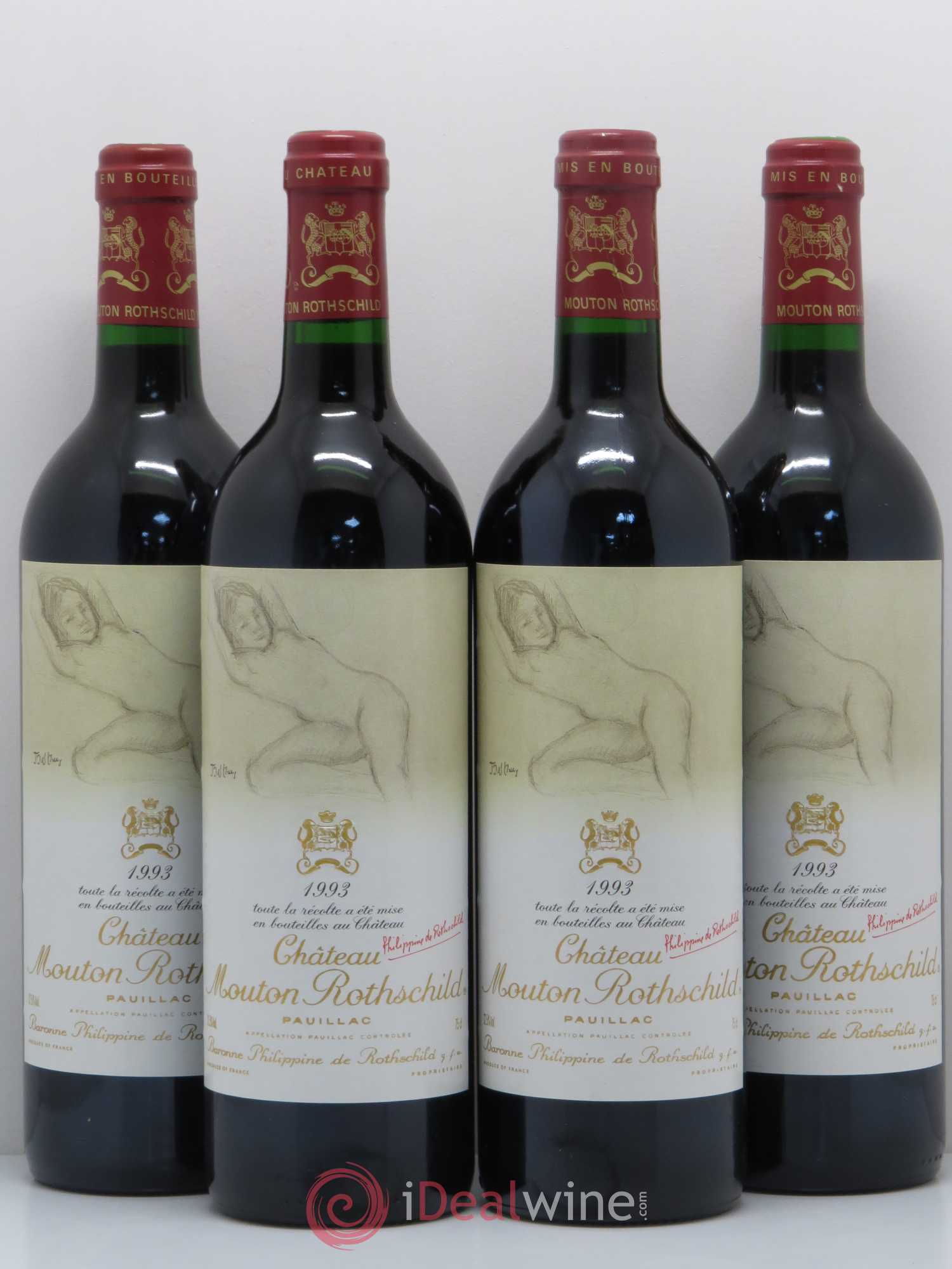 Château Mouton Rothschild 1er Grand Cru Classé 1993 - Lot de 4 bouteilles - 0