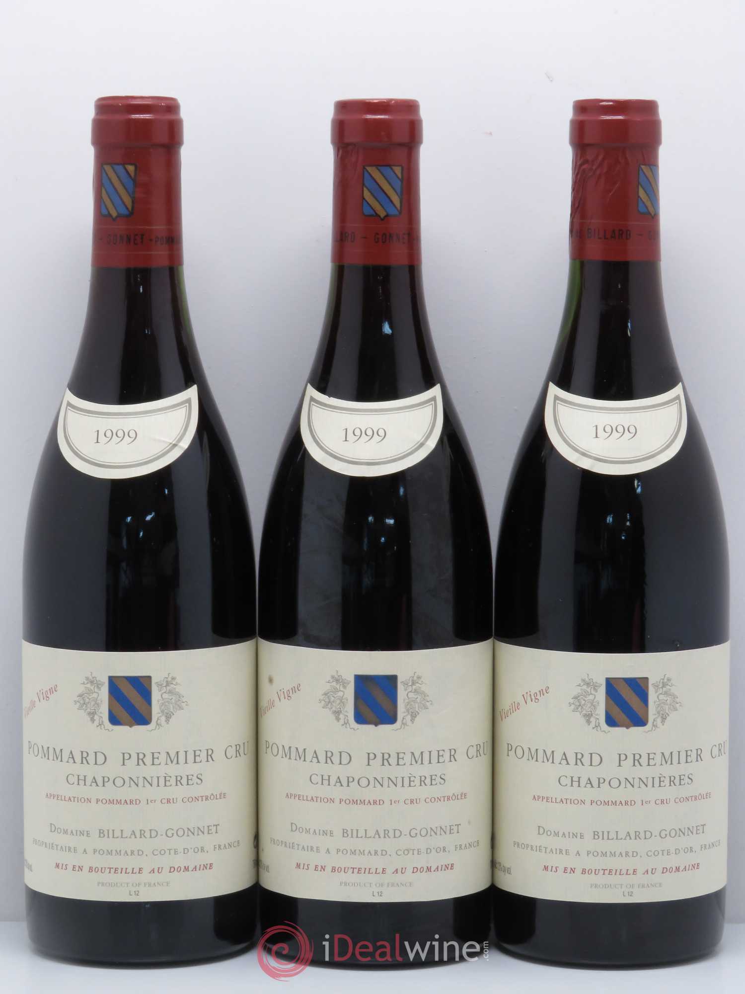Pommard 1er Cru Chaponnieres Domaine Billard Gonnet Vieilles Vignes 1999 - Posten von 3 Flaschen - 0