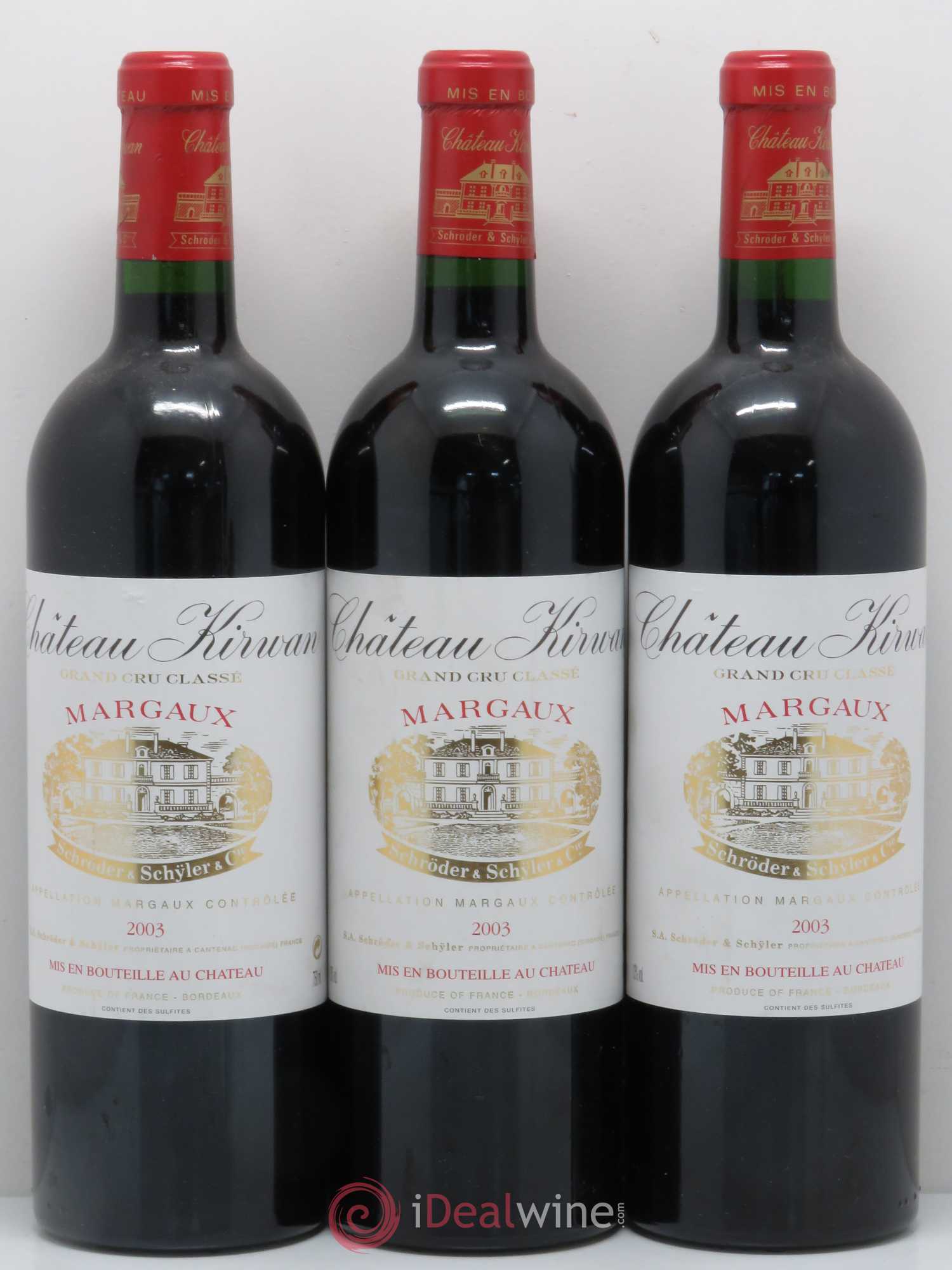 Château Kirwan 3ème Grand Cru Classé 2003 - Lot de 3 bouteilles - 0