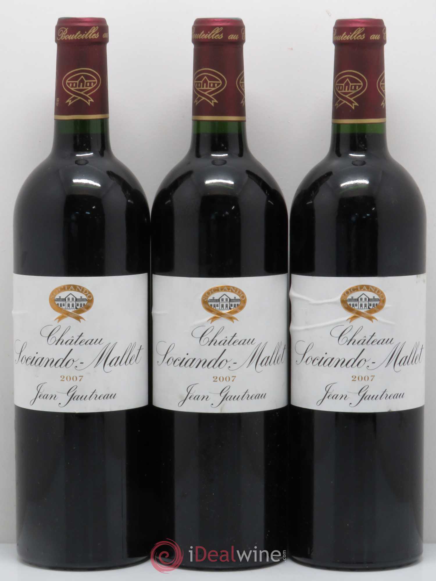 Château Sociando Mallet 2007 - Lot de 3 bouteilles - 0