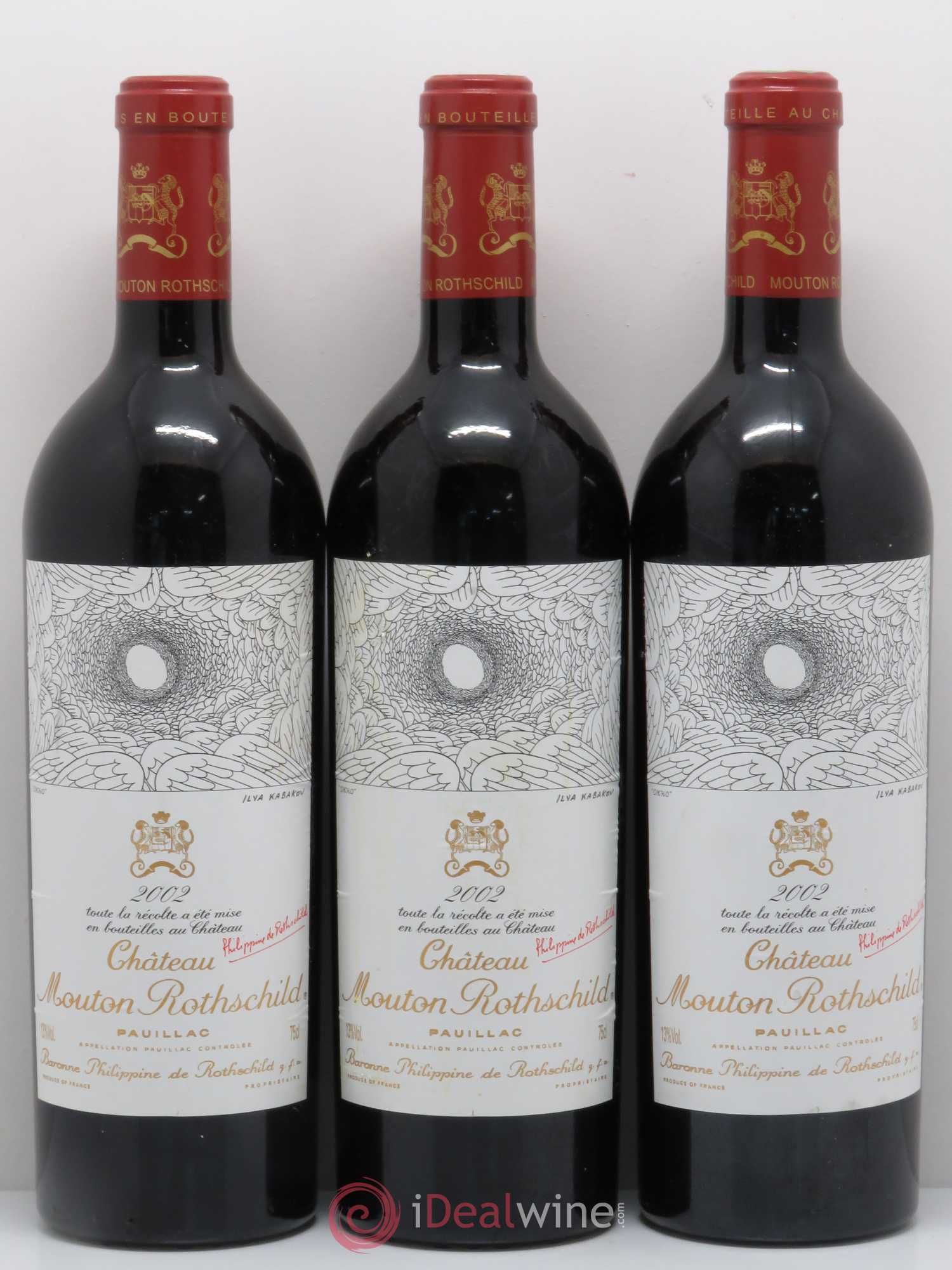 Château Mouton Rothschild 1er Grand Cru Classé 2002 - Lot de 3 bouteilles - 0
