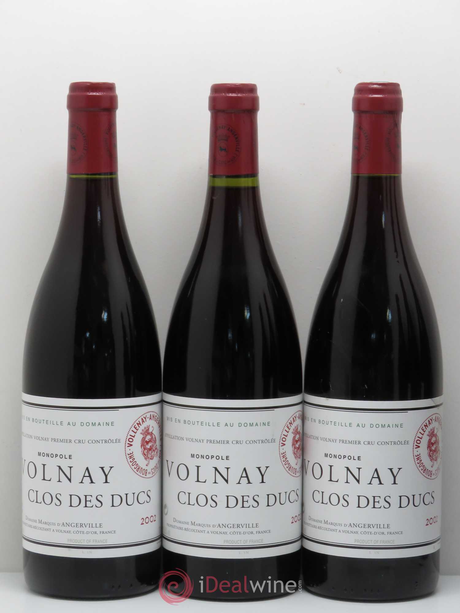 Volnay 1er Cru Clos des Ducs Marquis d'Angerville (Domaine) 2002 - Lot de 6 bouteilles - 1