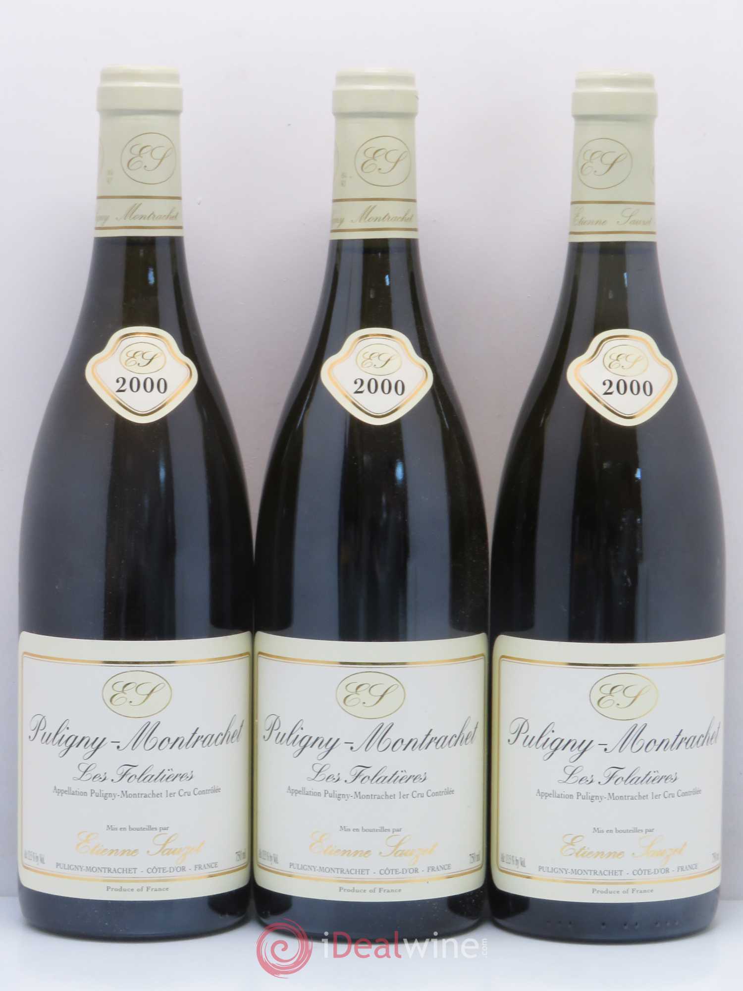 Puligny-Montrachet 1er Cru Les Folatières Etienne Sauzet 2000 - Lot de 3 bouteilles - 0