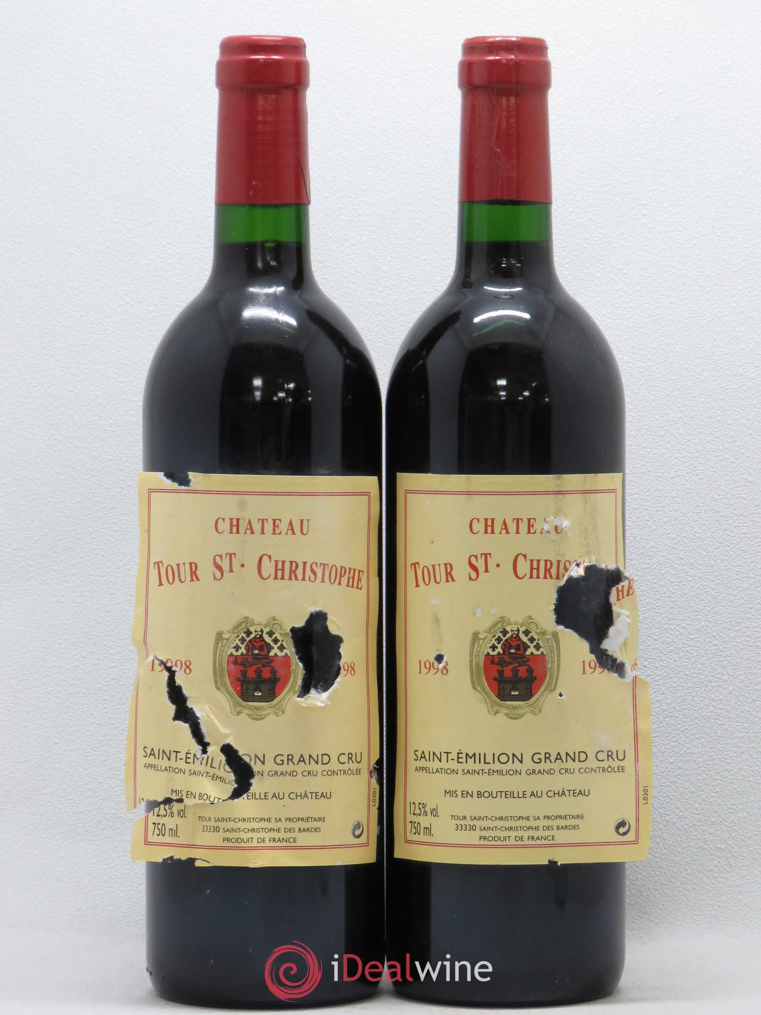 Saint-Émilion Grand Cru Château Tour Saint-Christophe 1998 - Posten von 2 Flaschen - 0