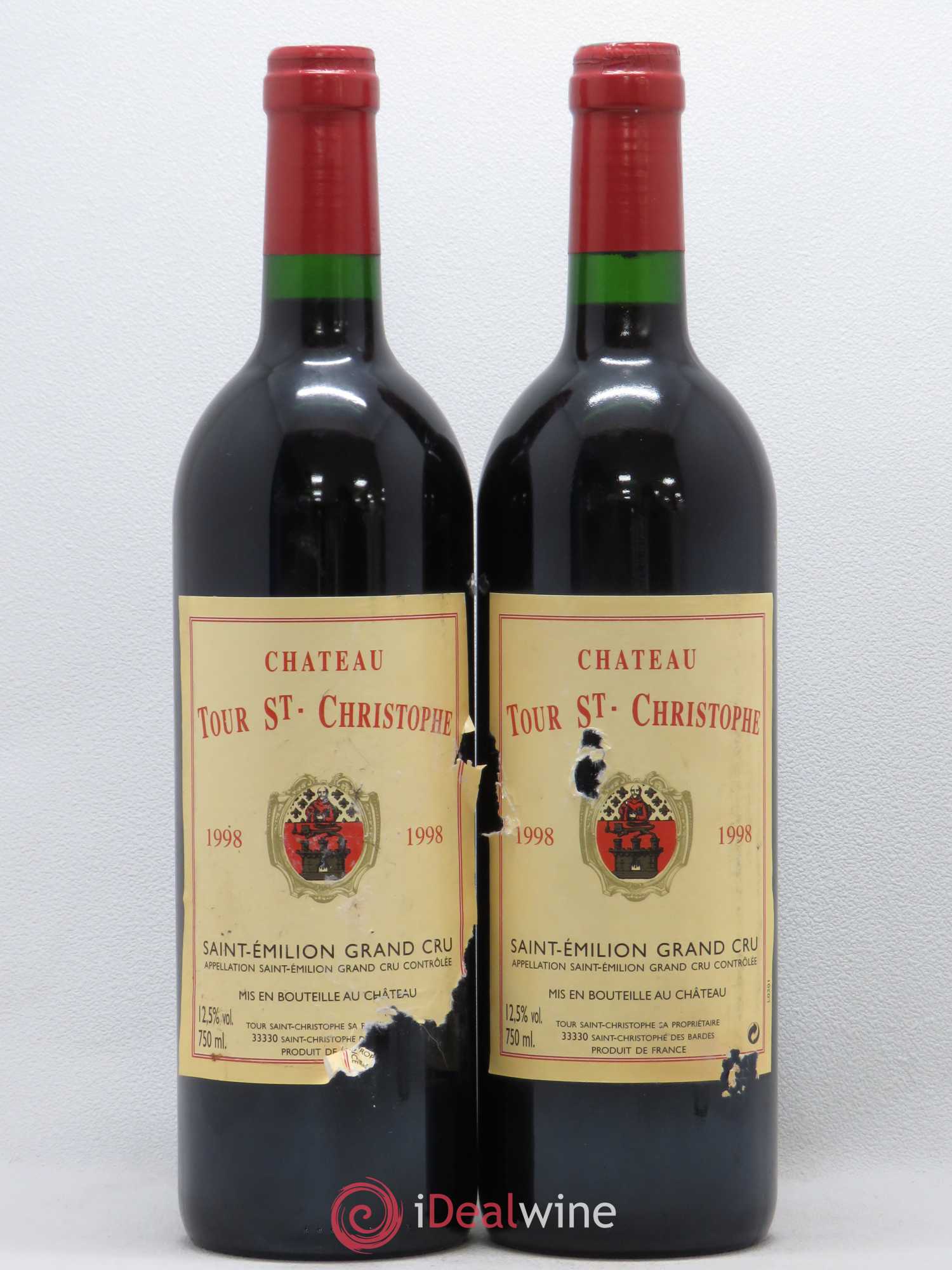 Saint-Émilion Grand Cru Château Tour Saint-Christophe 1998 - Posten von 2 Flaschen - 0