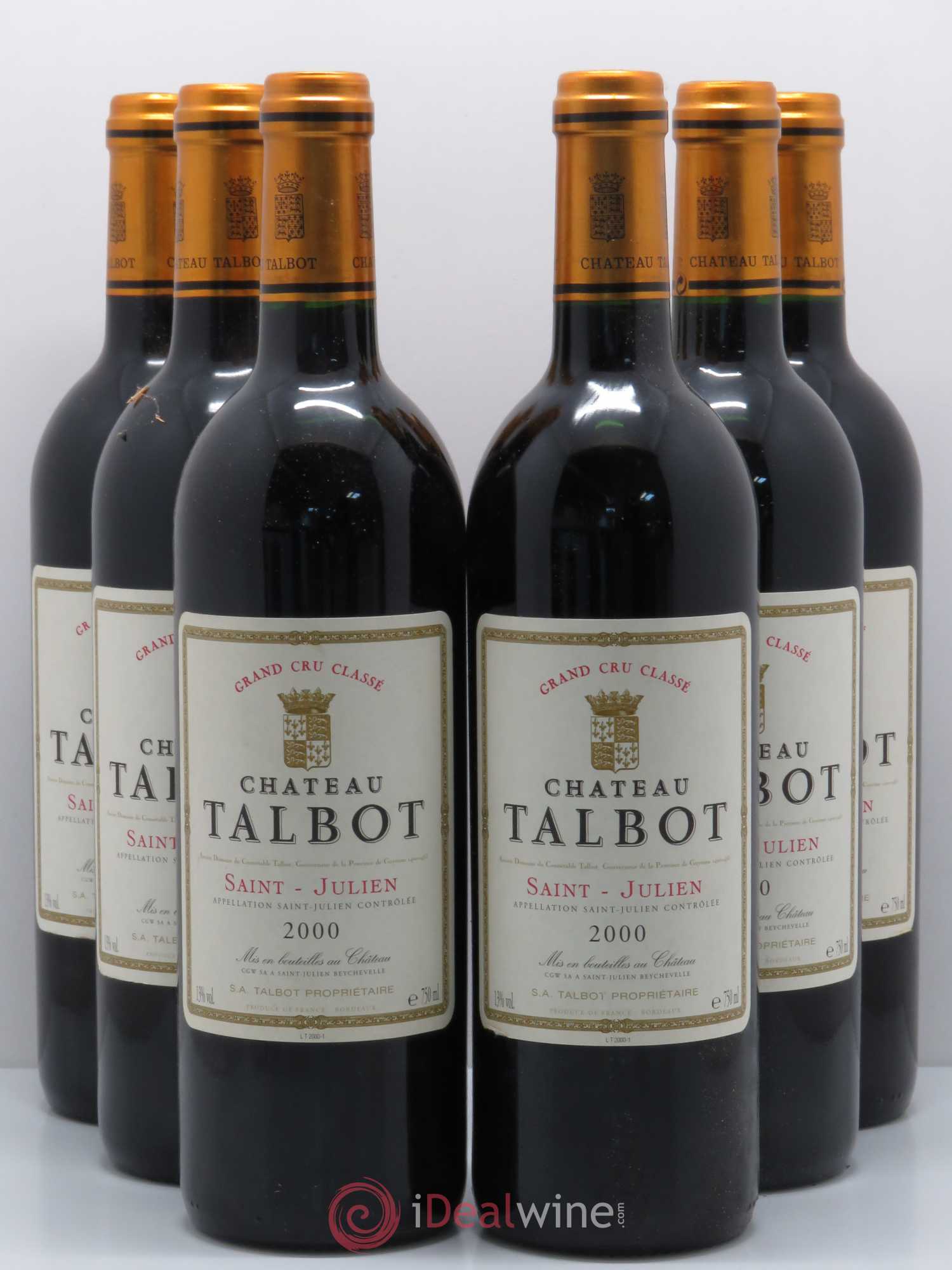 Château Talbot 4ème Grand Cru Classé 2000 - Lot de 6 bouteilles - 0