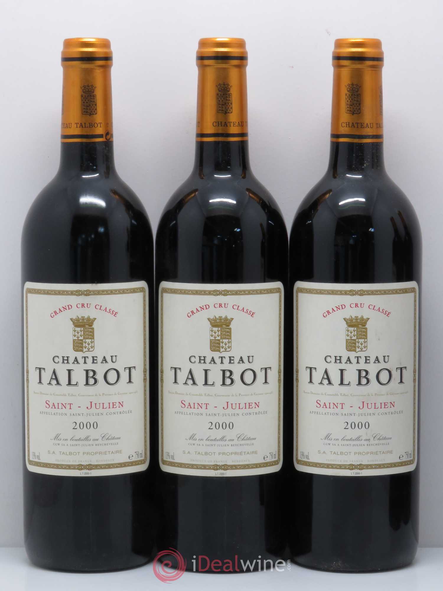 Château Talbot 4ème Grand Cru Classé 2000 - Lot de 5 bouteilles - 1