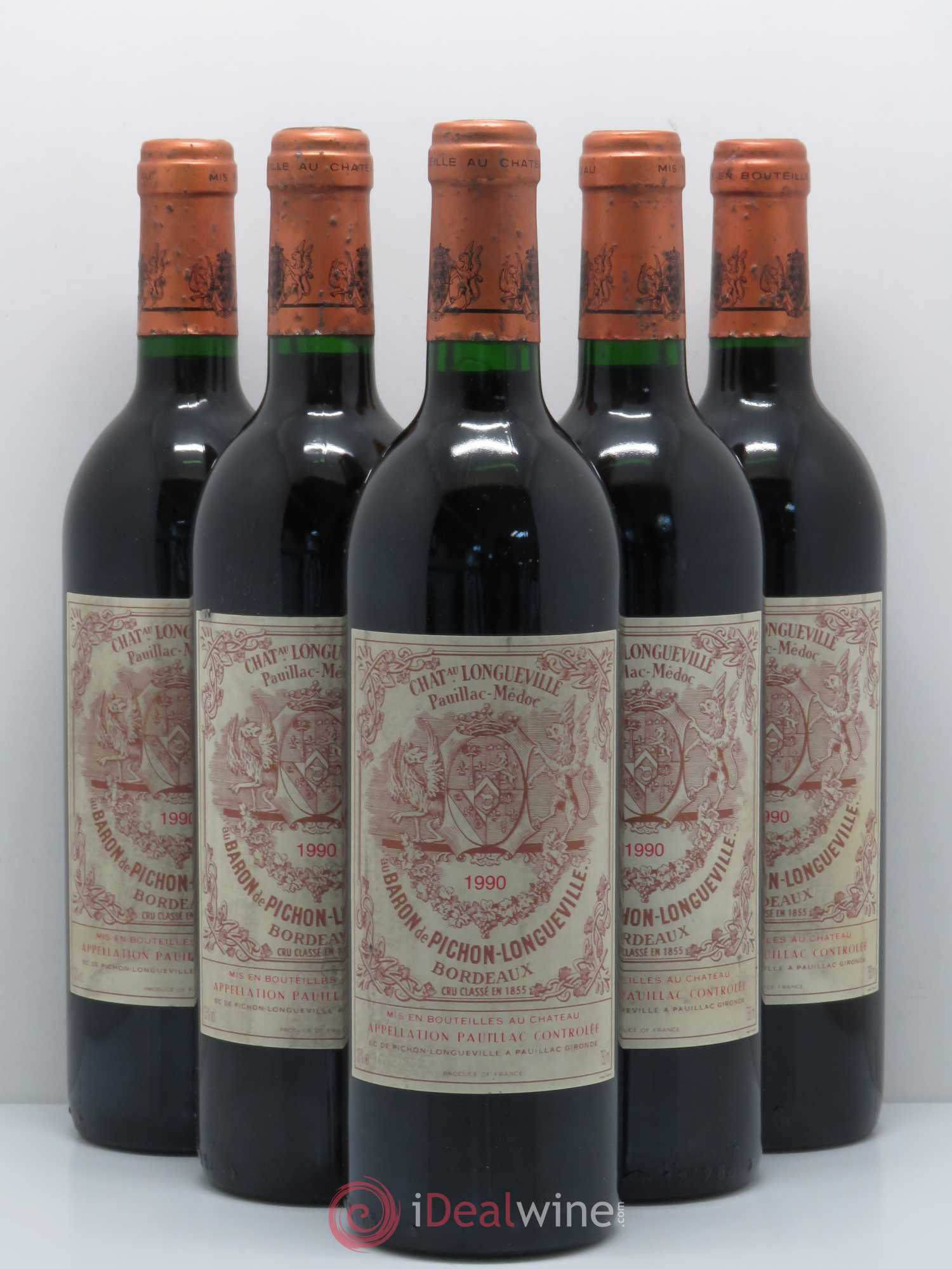 Pichon Longueville Baron 2ème Grand Cru Classé 1990 - Lot de 5 bouteilles - 0