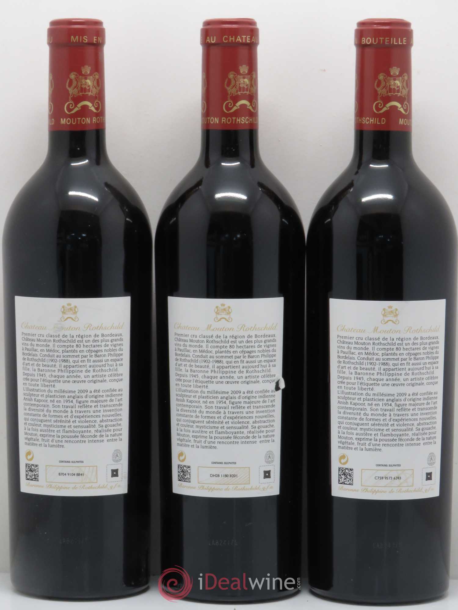 Château Mouton Rothschild 1er Grand Cru Classé 2009 - Lot de 3 bouteilles - 1