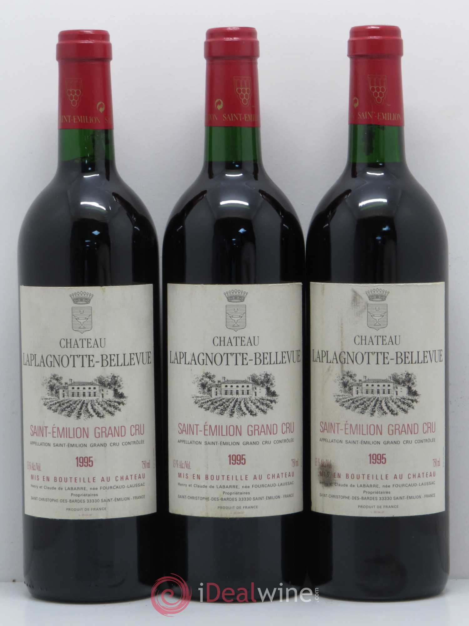 Divers La Plaignotte Bellevue St Emilion 1995 - Posten von 3 Flaschen - 0