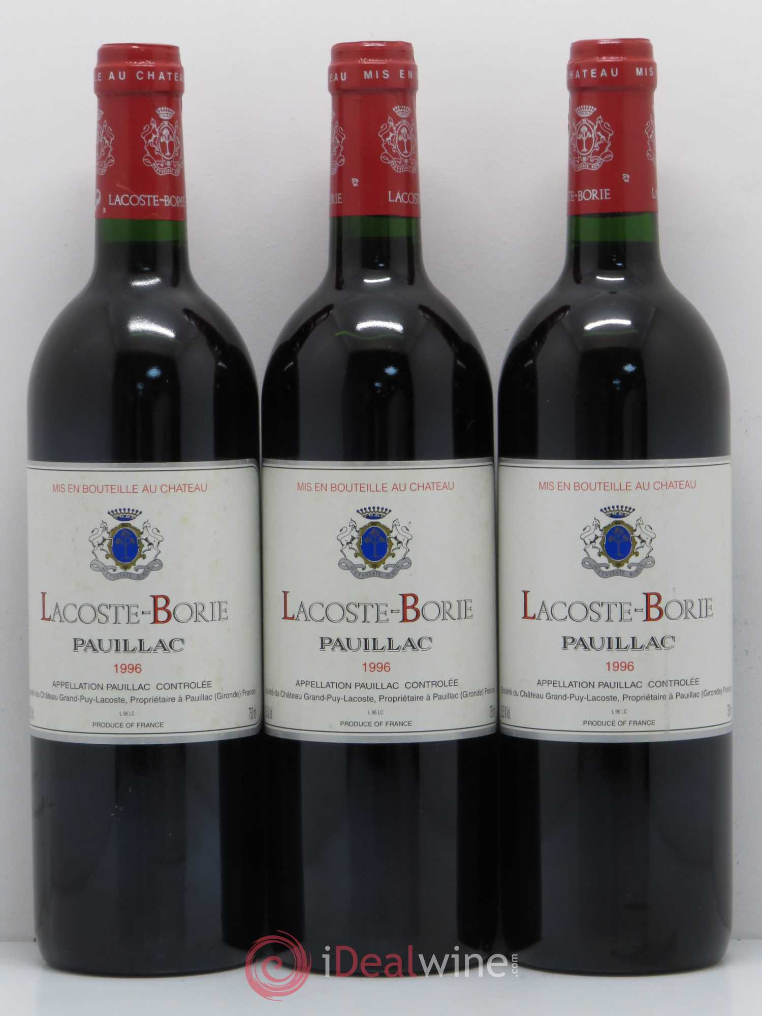 Lacoste Borie 1996 - Lot de 3 bouteilles - 0