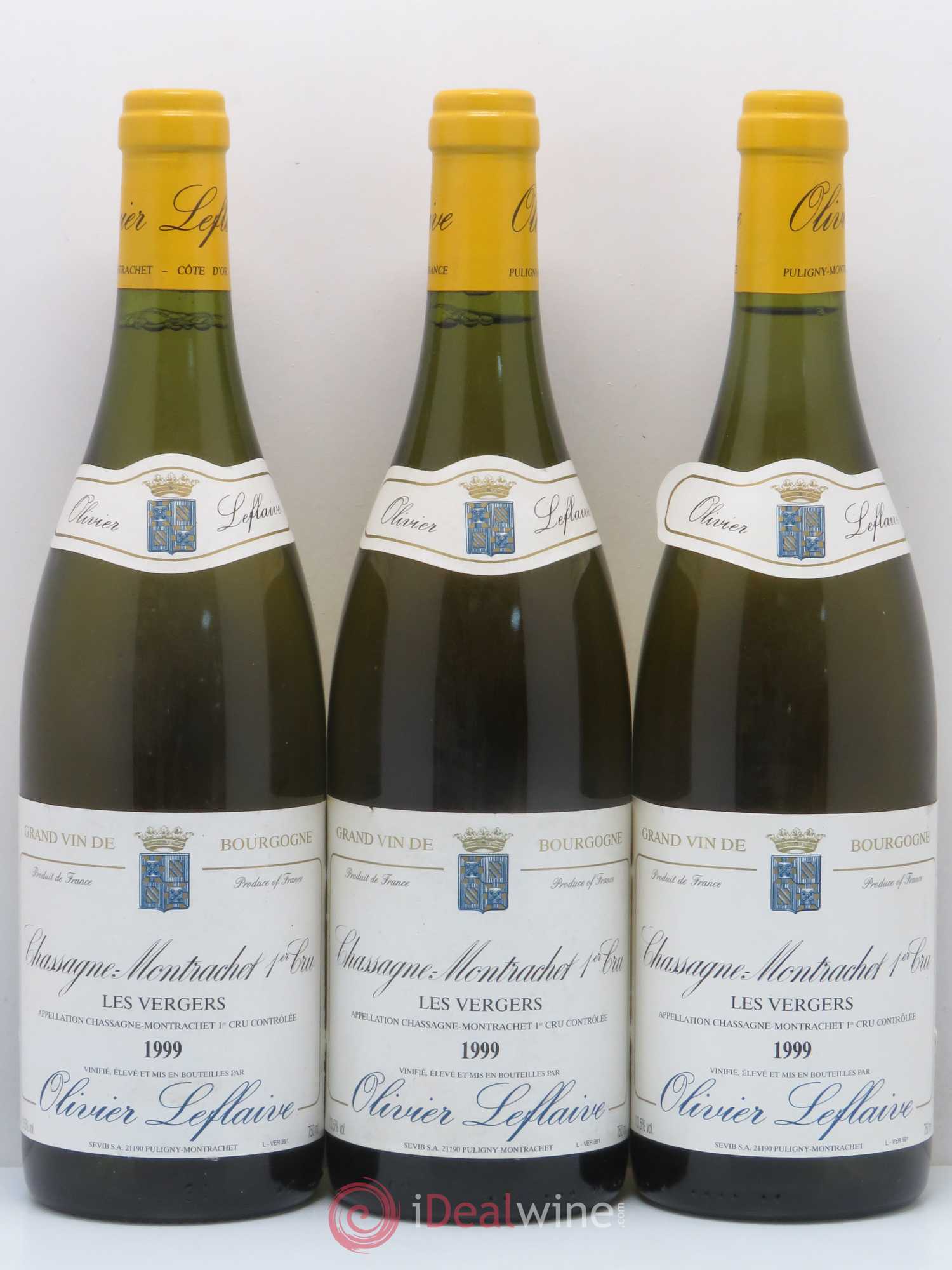 Chassagne-Montrachet 1er Cru Les Vergers Domaine Olivier Leflaive 1999 - Lotto di 3 bottiglie - 0