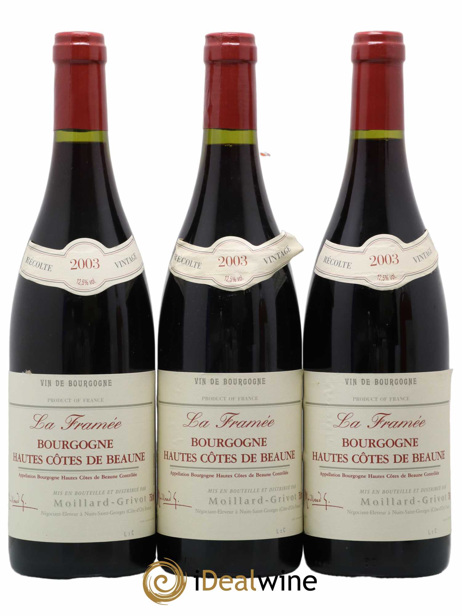 Hautes-Côtes de Beaune La Framée Moillard-Grivot 2003 - Lot de 3 bouteilles - 0