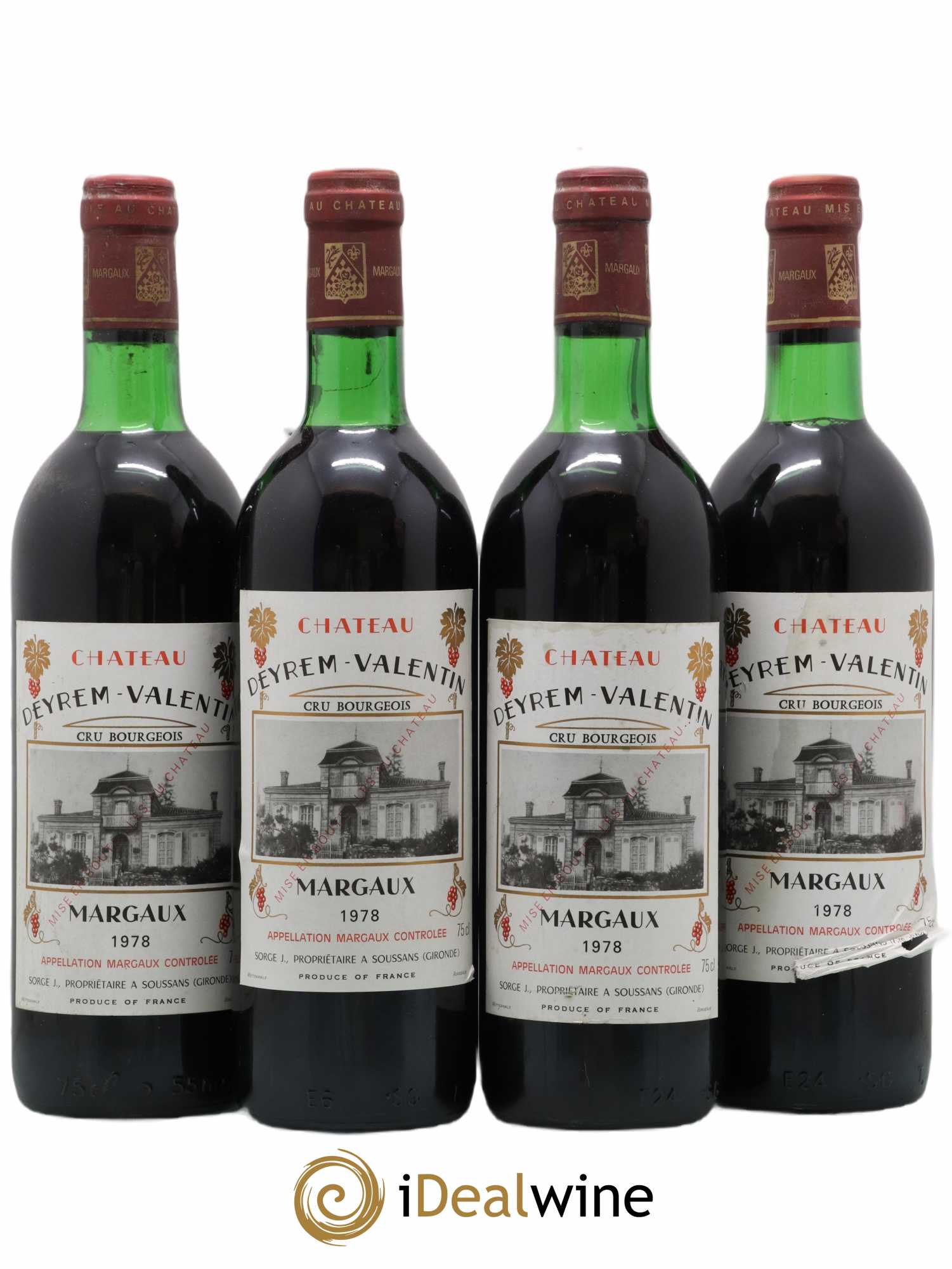 Château Deyrem Valentin Cru Bourgeois 1978 - Lot de 4 bouteilles - 0