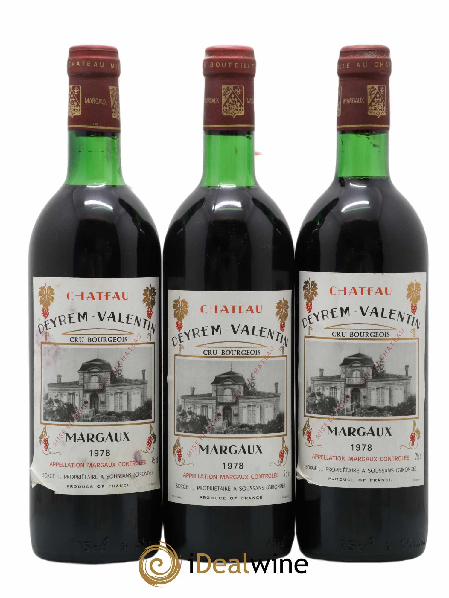 Château Deyrem Valentin Cru Bourgeois 1978 - Lot de 3 bouteilles - 0