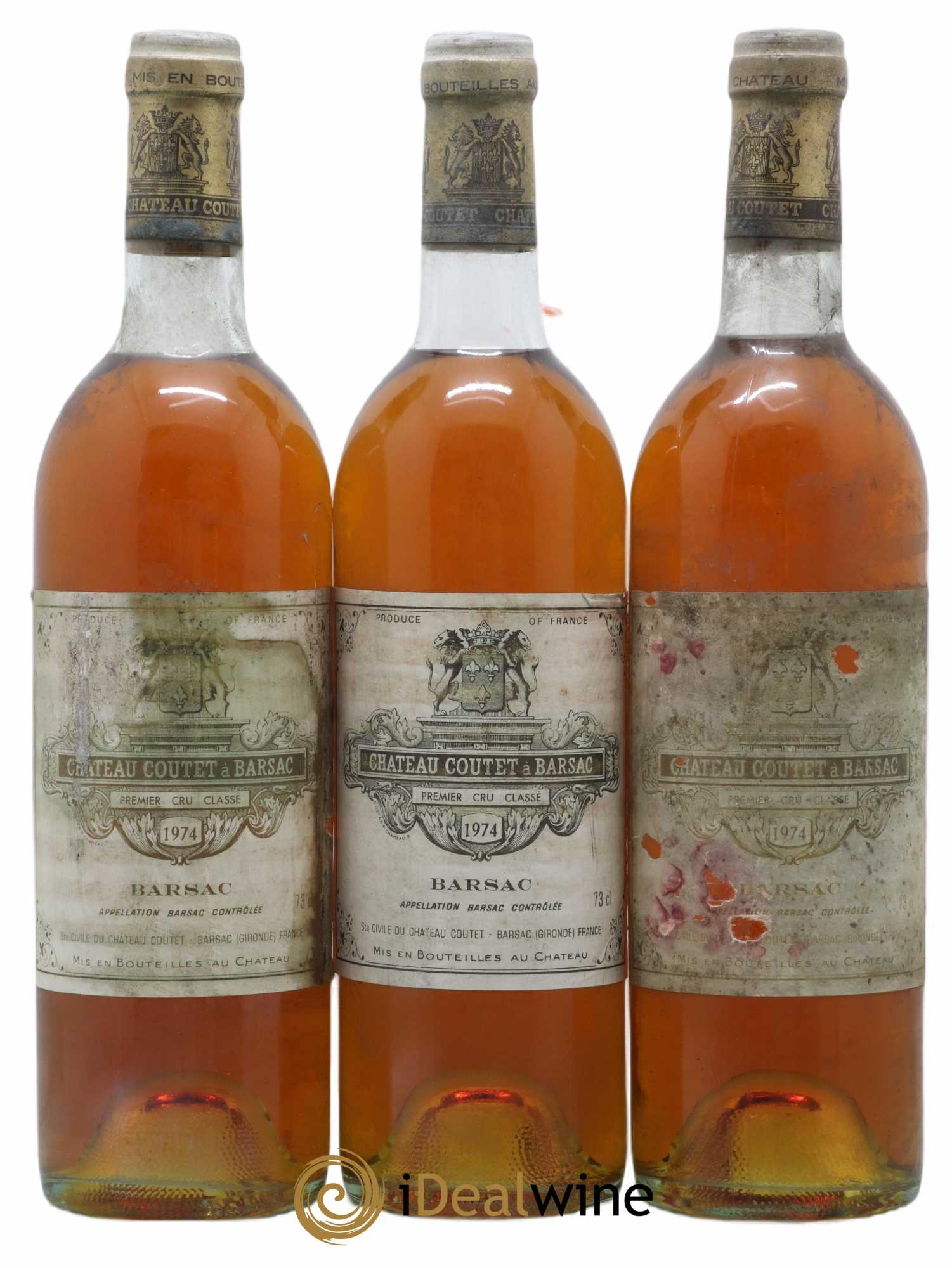 Château Coutet 1er Grand Cru Classé 1974 - Lot de 3 bouteilles - 0