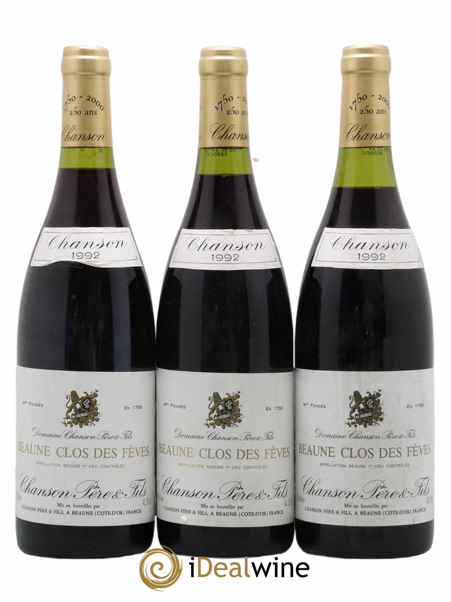 Beaune 1er Cru Clos des Fèves Chanson 1992 - Lot de 3 bouteilles - 0