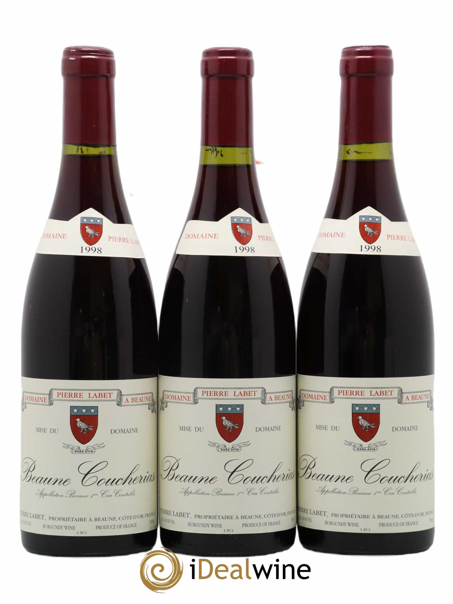 Beaune 1er Cru Coucherias François Labet 1998 - Lot de 3 bouteilles - 0