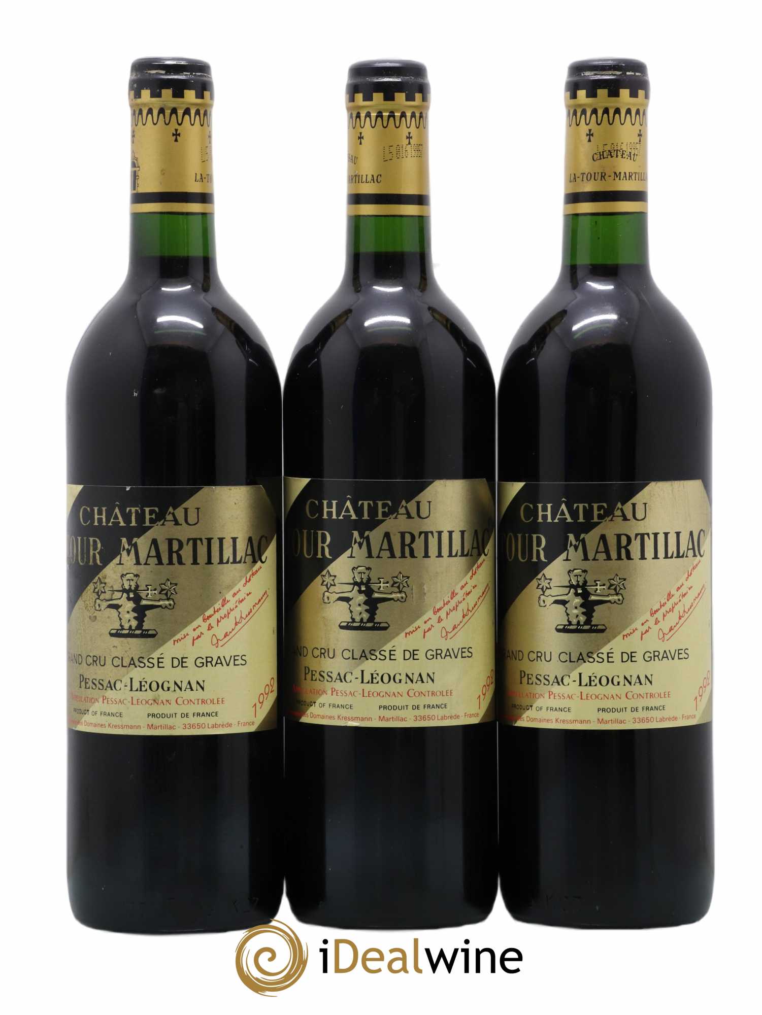 Château Latour-Martillac Cru Classé de Graves 1992 - Lot de 3 bouteilles - 0