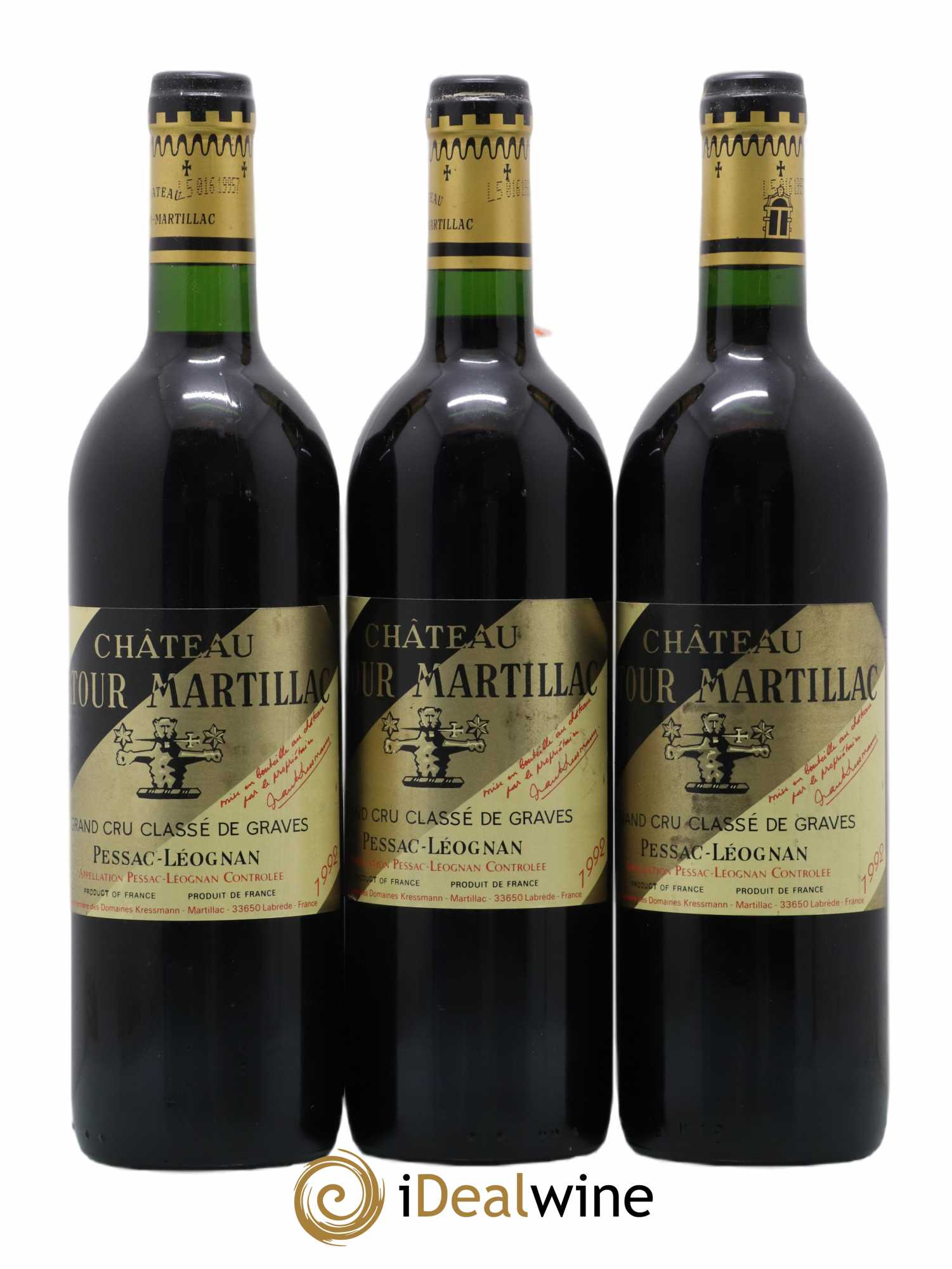 Château Latour-Martillac Cru Classé de Graves 1992 - Lot de 3 bouteilles - 0