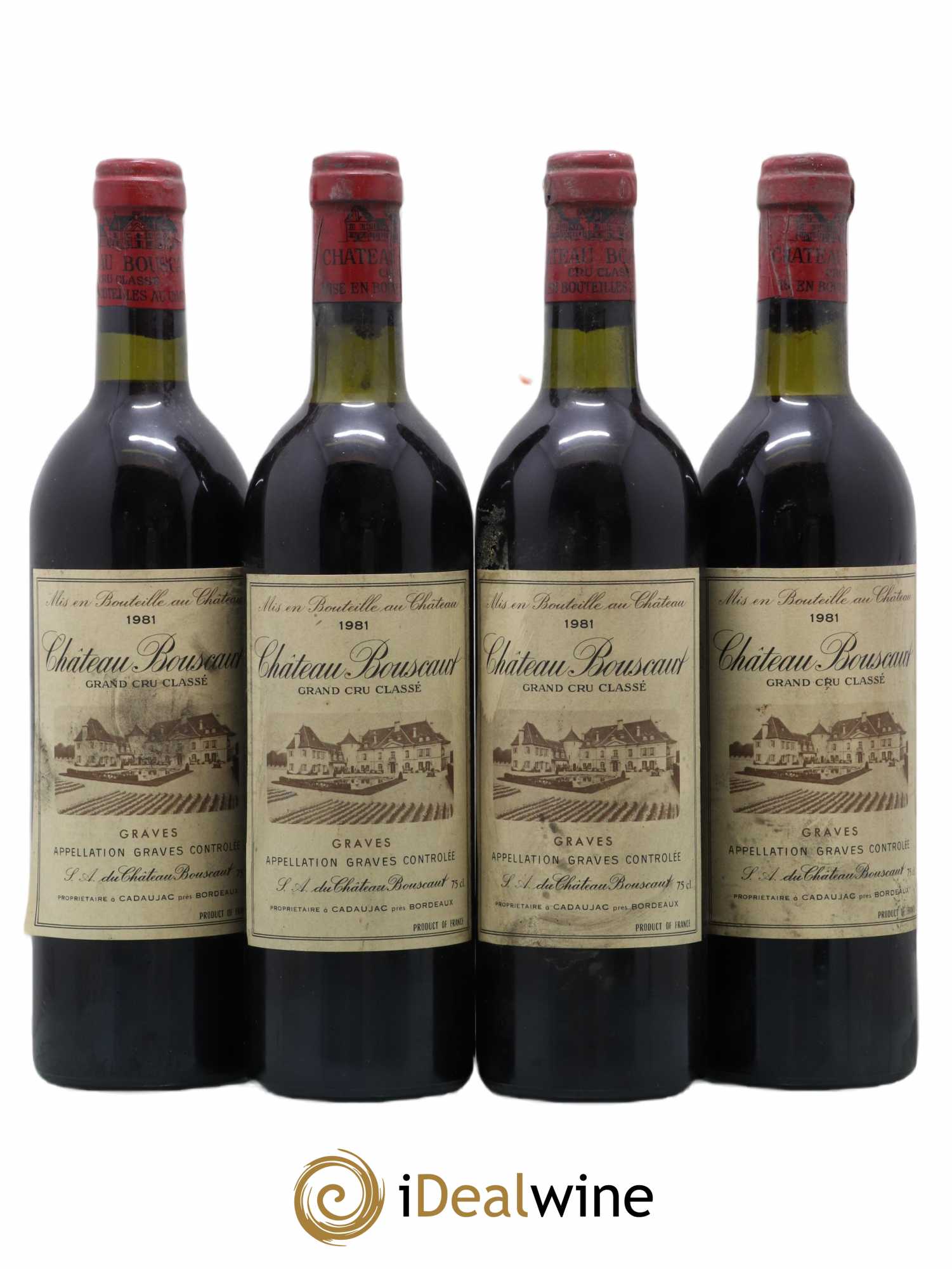 Château Bouscaut Cru Classé de Graves 1981 - Lot de 4 bouteilles - 0