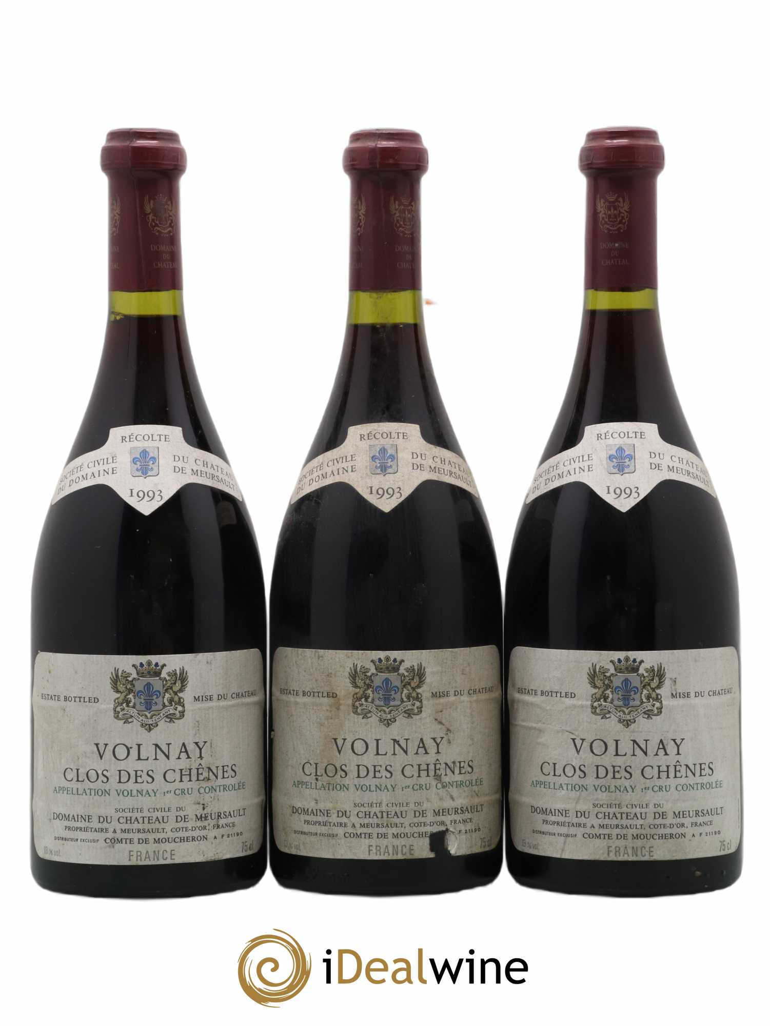 Volnay 1er Cru Clos des Chênes Château de Meursault 1993 - Lot de 3 bouteilles - 0
