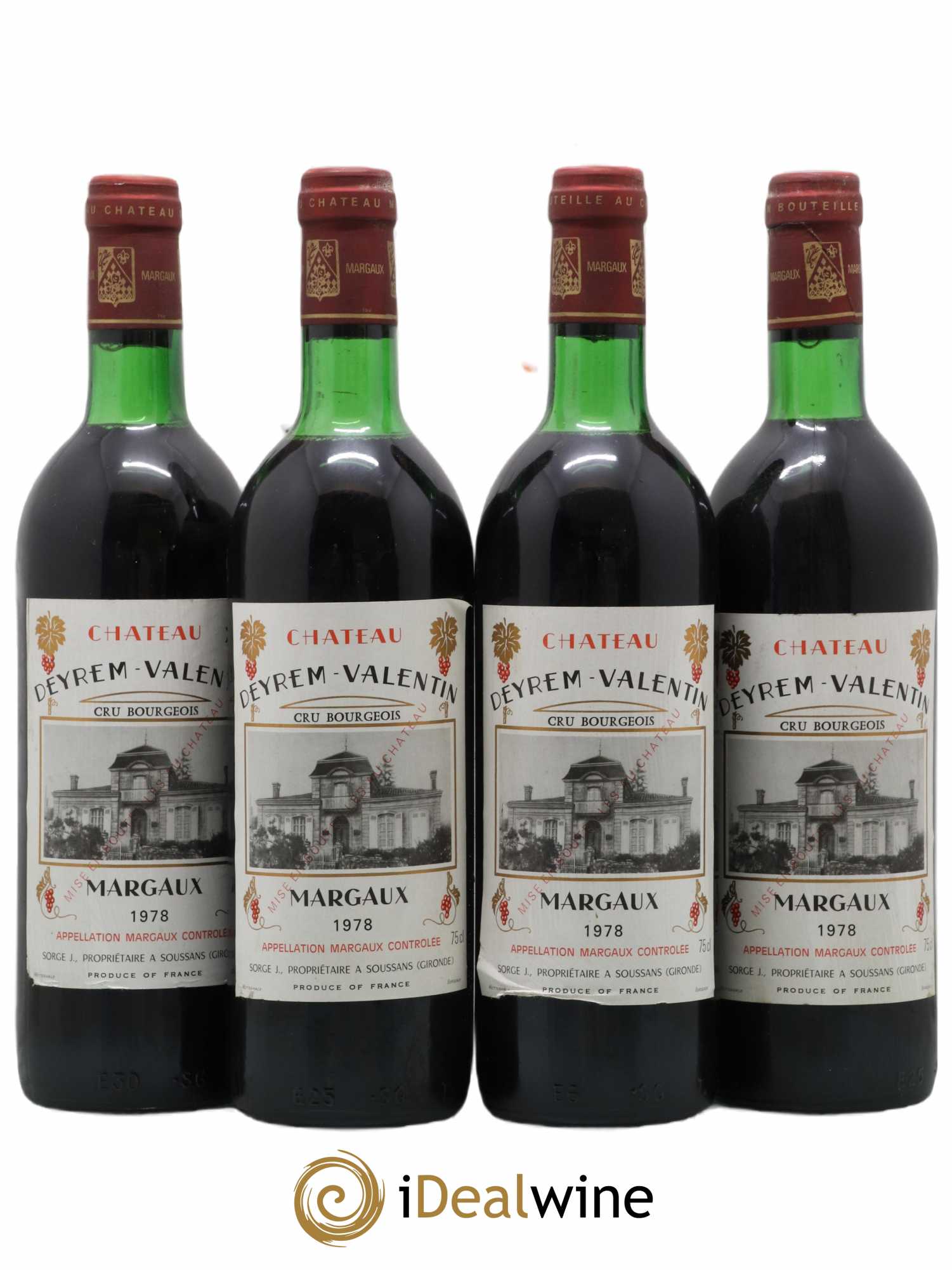 Château Deyrem Valentin Cru Bourgeois 1978 - Lot de 4 bouteilles - 0