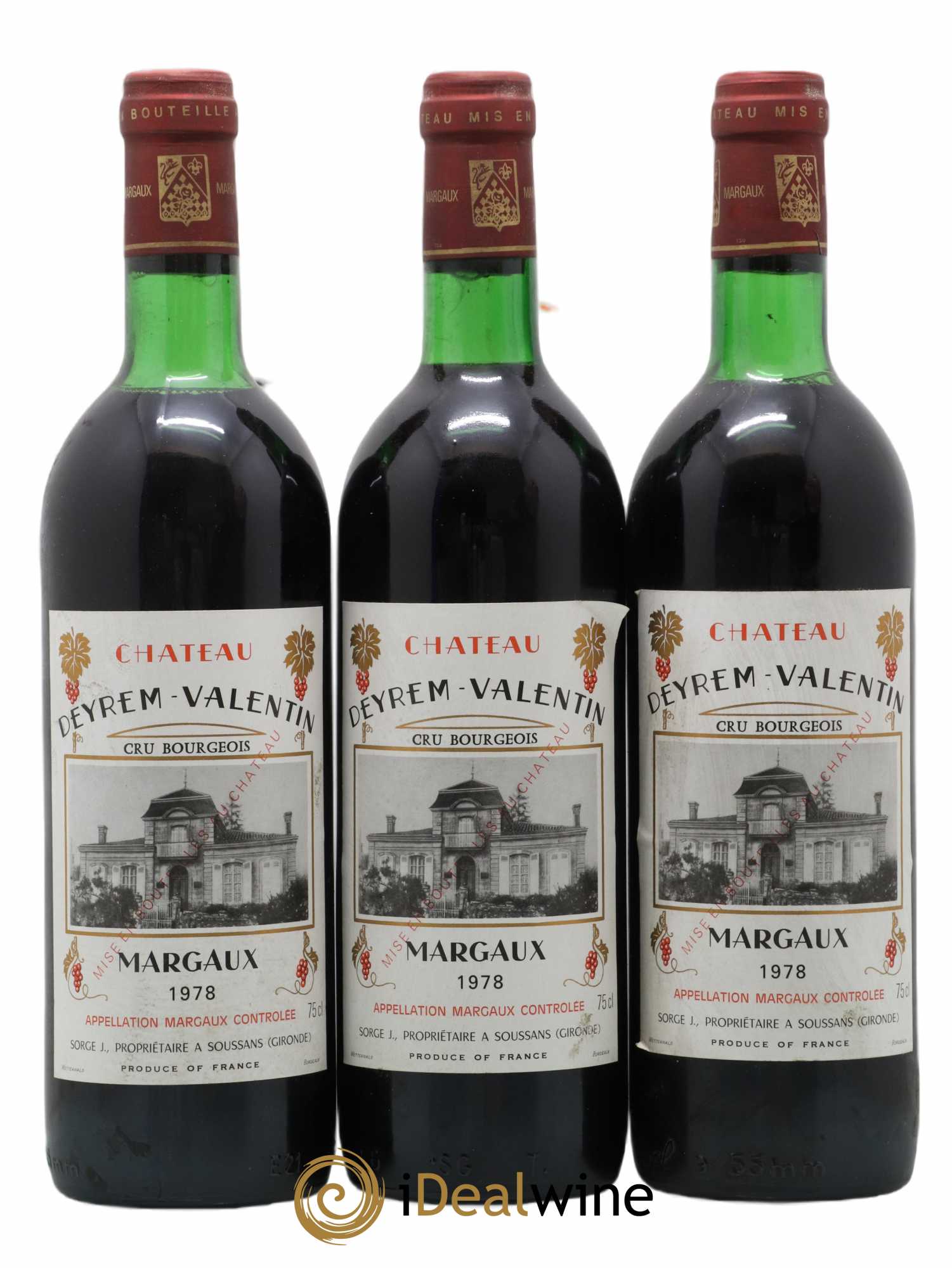 Château Deyrem Valentin Cru Bourgeois 1978 - Lot de 3 bouteilles - 0