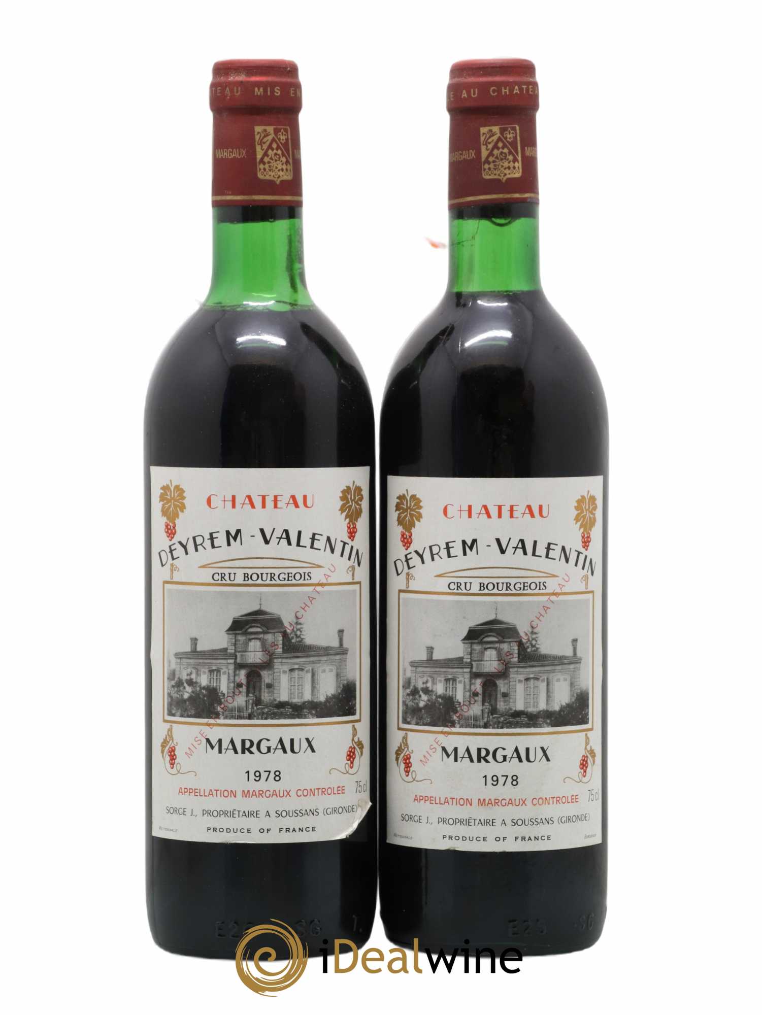 Château Deyrem Valentin Cru Bourgeois 1978 - Lot de 2 bouteilles - 0