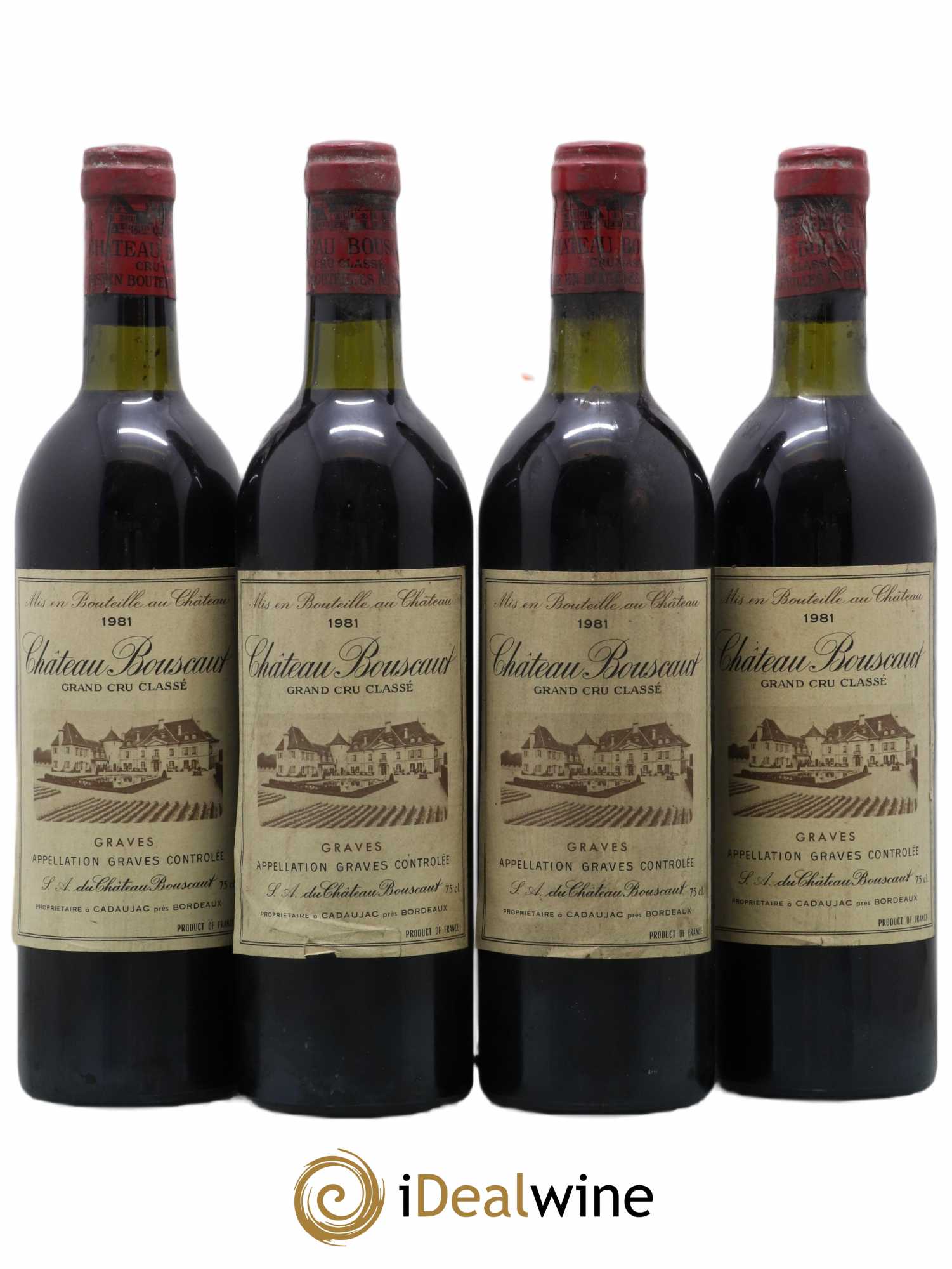 Château Bouscaut Cru Classé de Graves 1981 - Lot de 4 bouteilles - 0