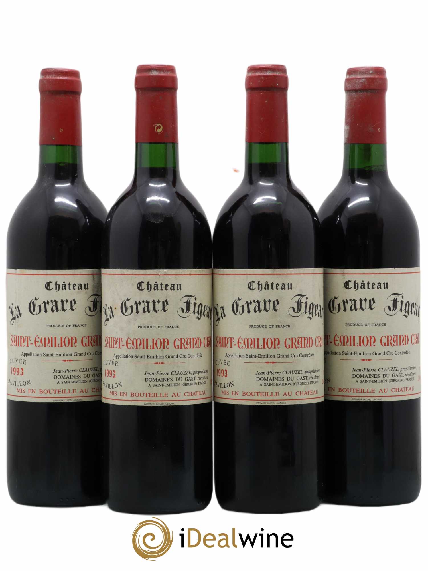 Saint-Émilion Grand Cru Château La Grave Figeac 1993 - Lot de 4 bouteilles - 0