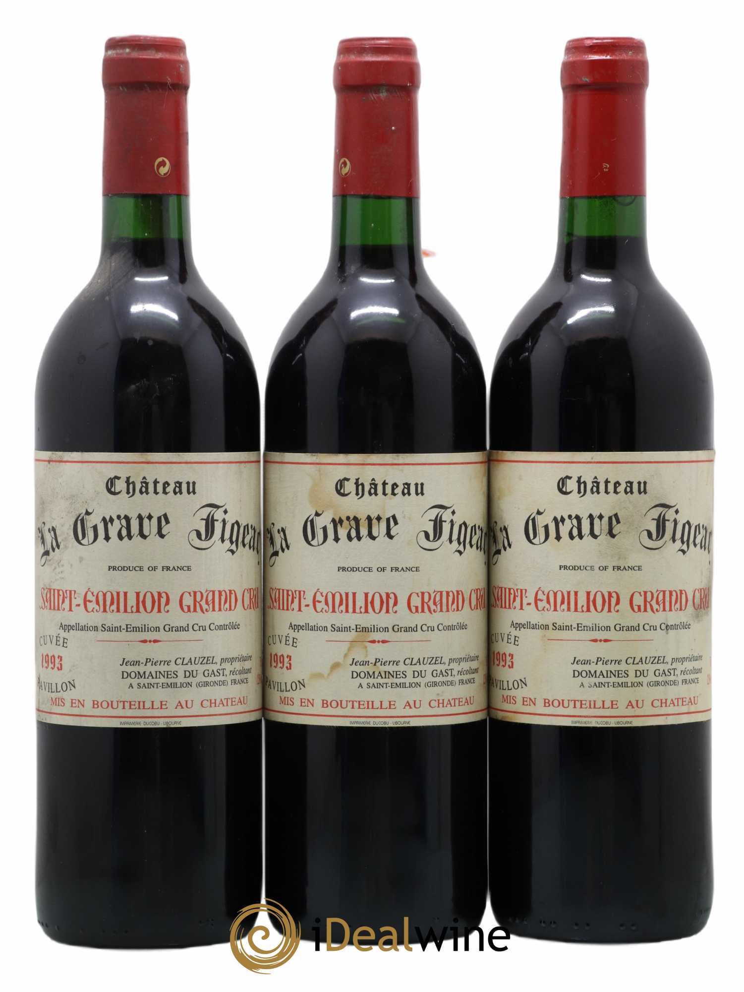 Saint-Émilion Grand Cru Château La Grave Figeac 1993 - Lot de 3 bouteilles - 0