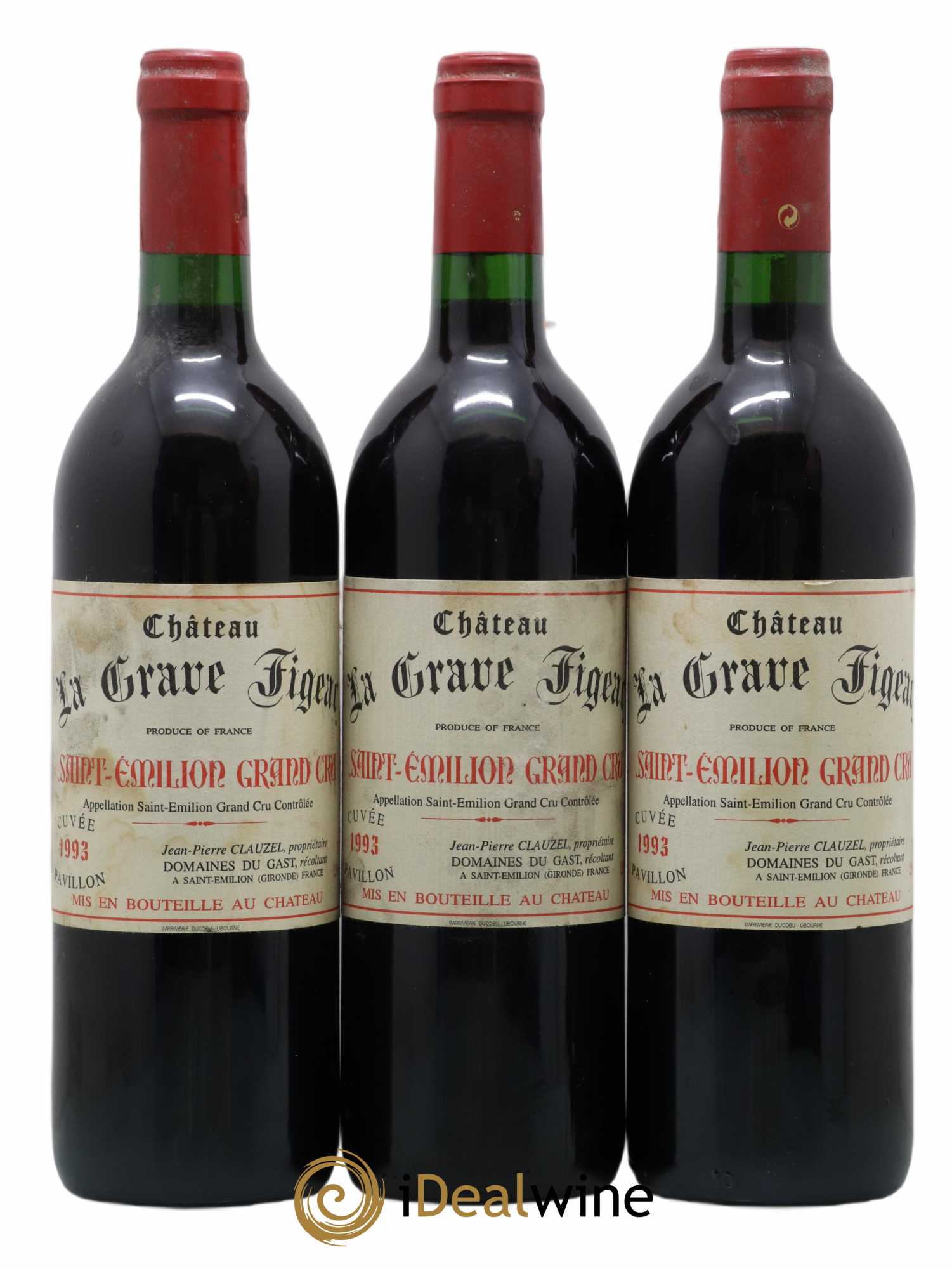 Saint-Émilion Grand Cru Château La Grave Figeac 1993 - Lot de 3 bouteilles - 0